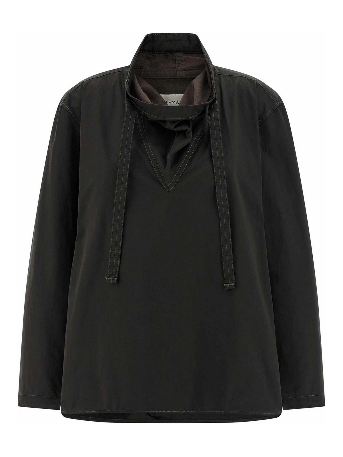 Lemaire Blouse With Drawstring Neck And Long Sleeves In Brown