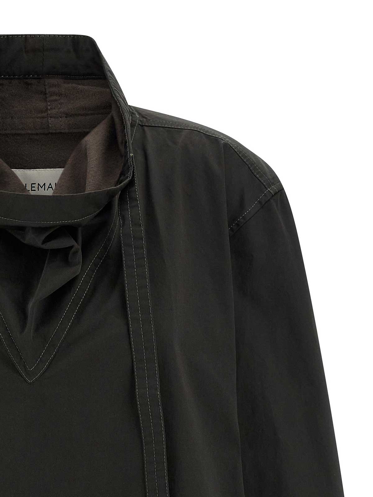 Lemaire Blouse With Drawstring Neck And Long Sleeves In Brown