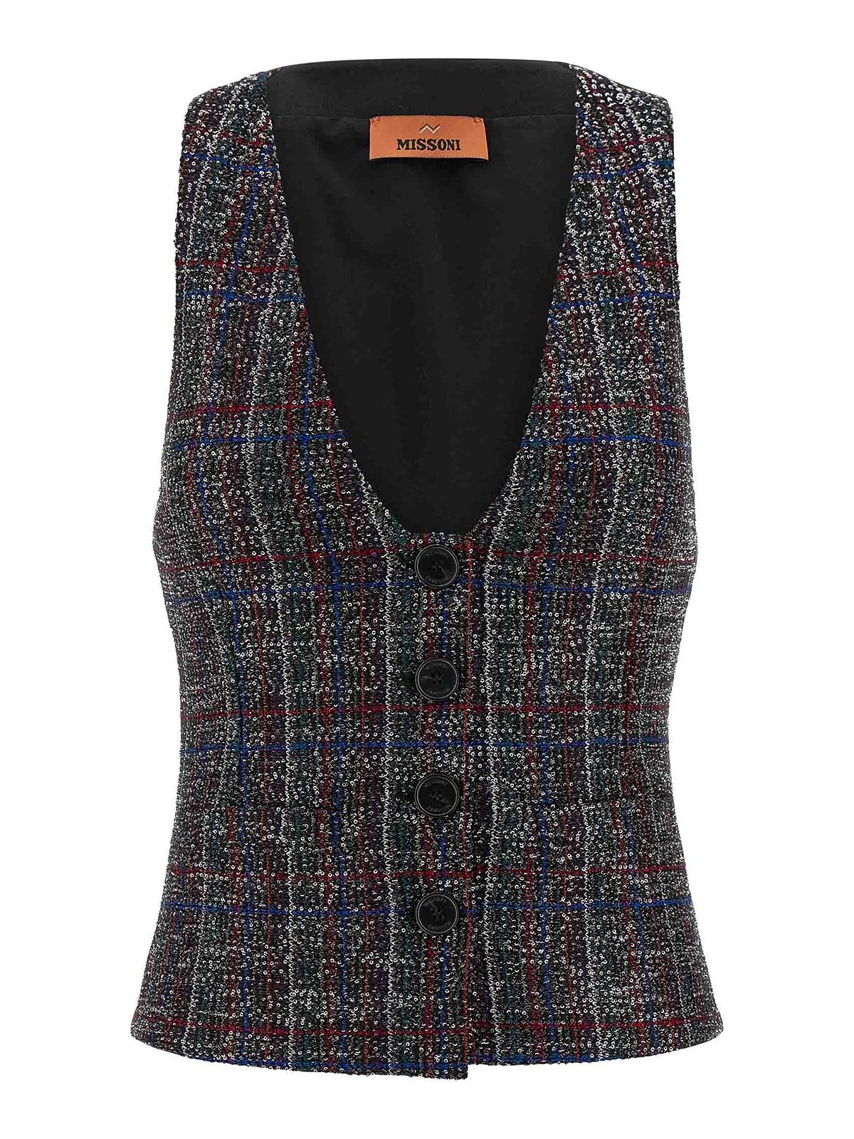 Missoni Sequin Tartan Vest In Multi