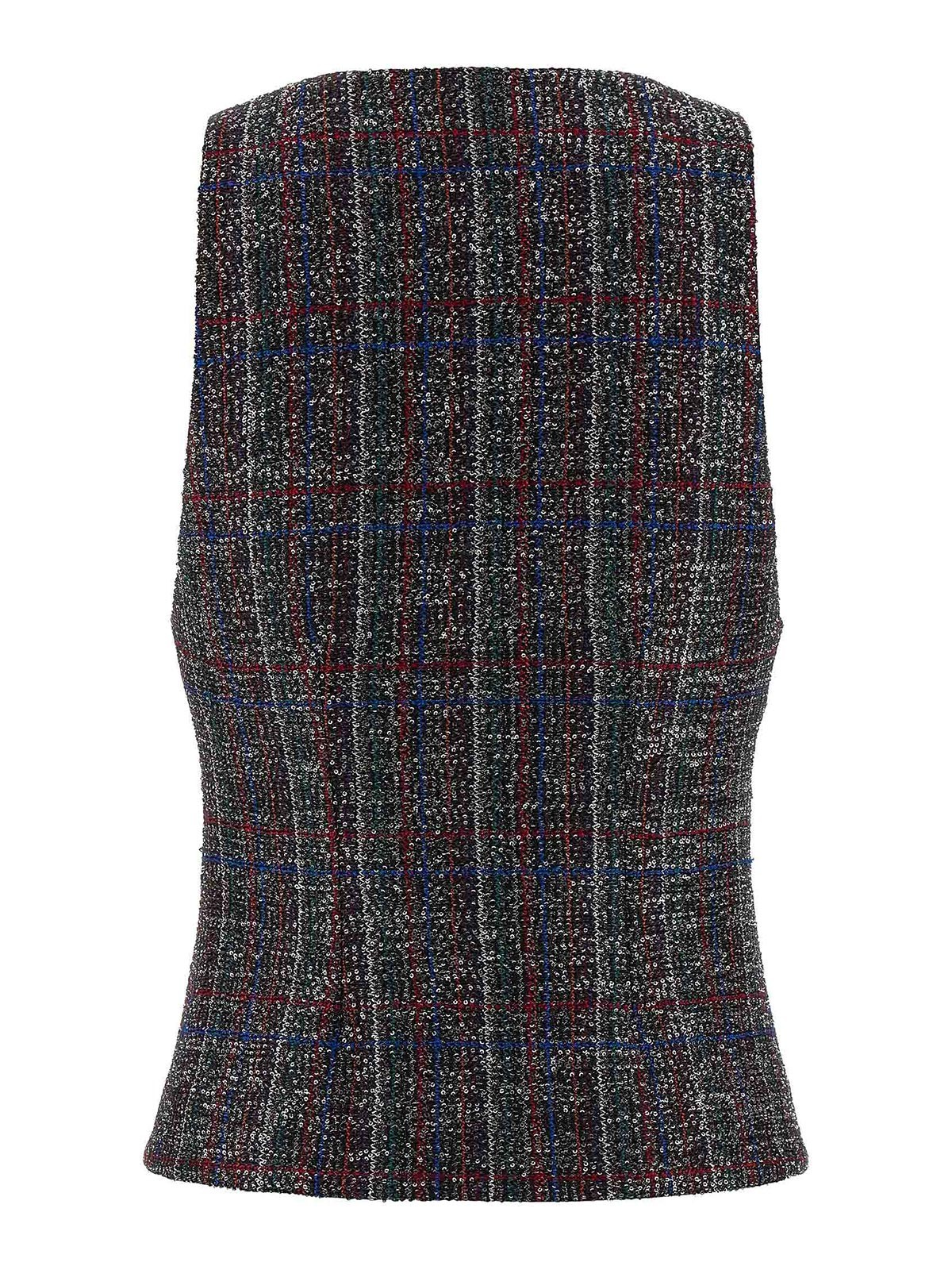 Missoni Sequin Tartan Vest In Gray