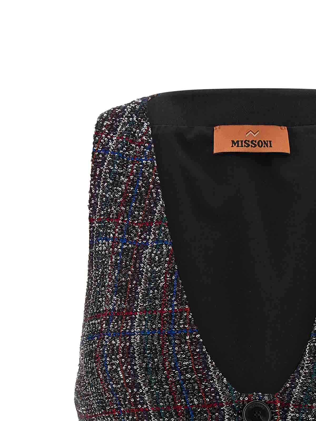Missoni Sequin Tartan Vest In Gray