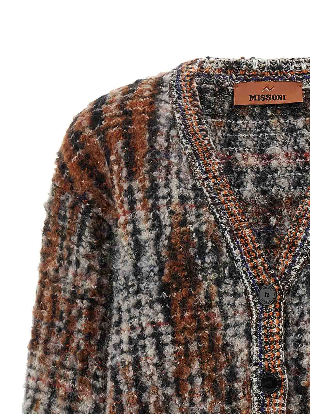 Missoni Textured Knit Cardigan Front Pockets In Multi