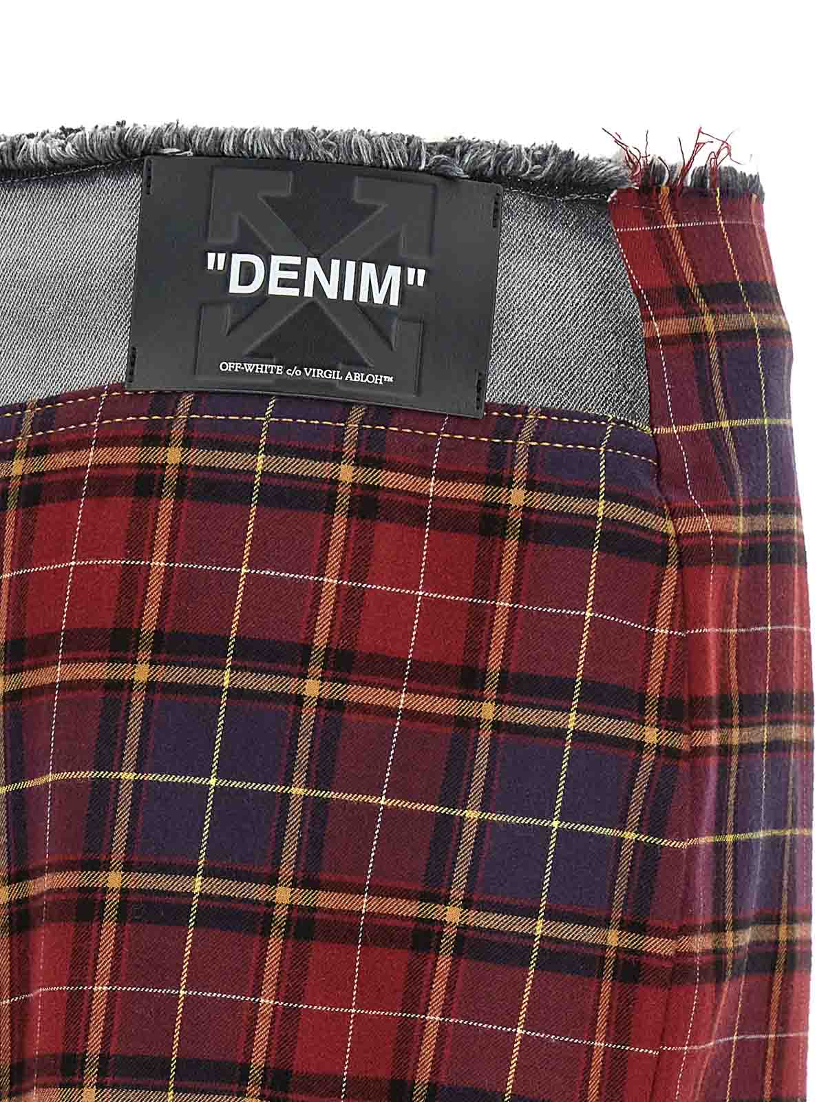 Off-white Patchwork Midi Skirt With Stonewashed Cotton Front In Multi