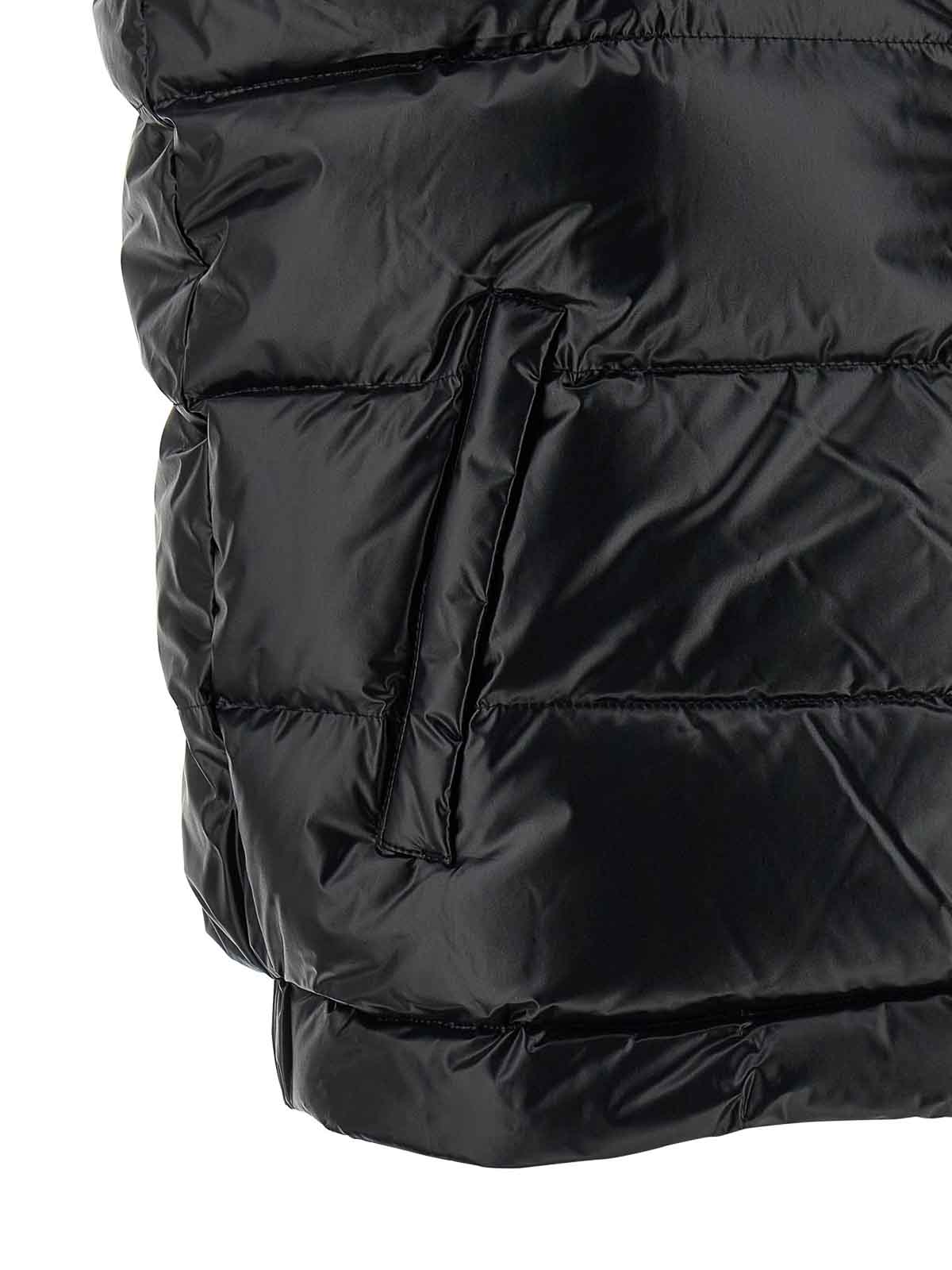 Perfect Moment Hooded Sleeveless Quilted Vest Pockets In Black