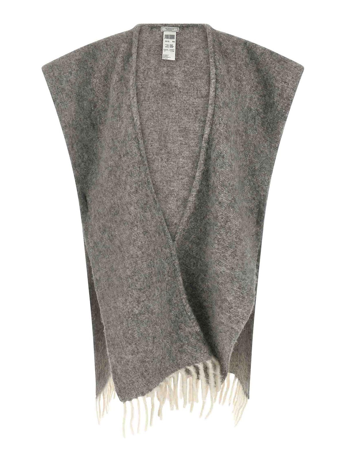 Peserico Boucl Yarn Cape In Gray