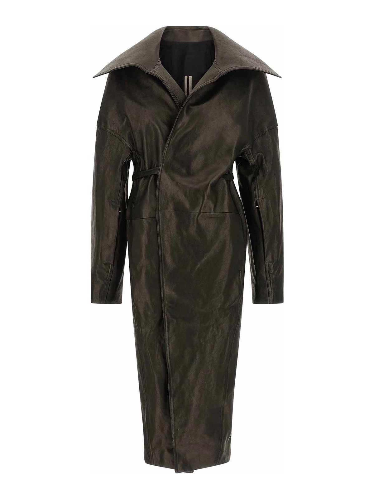 Rick Owens Dracucollar Belted Coat In Black