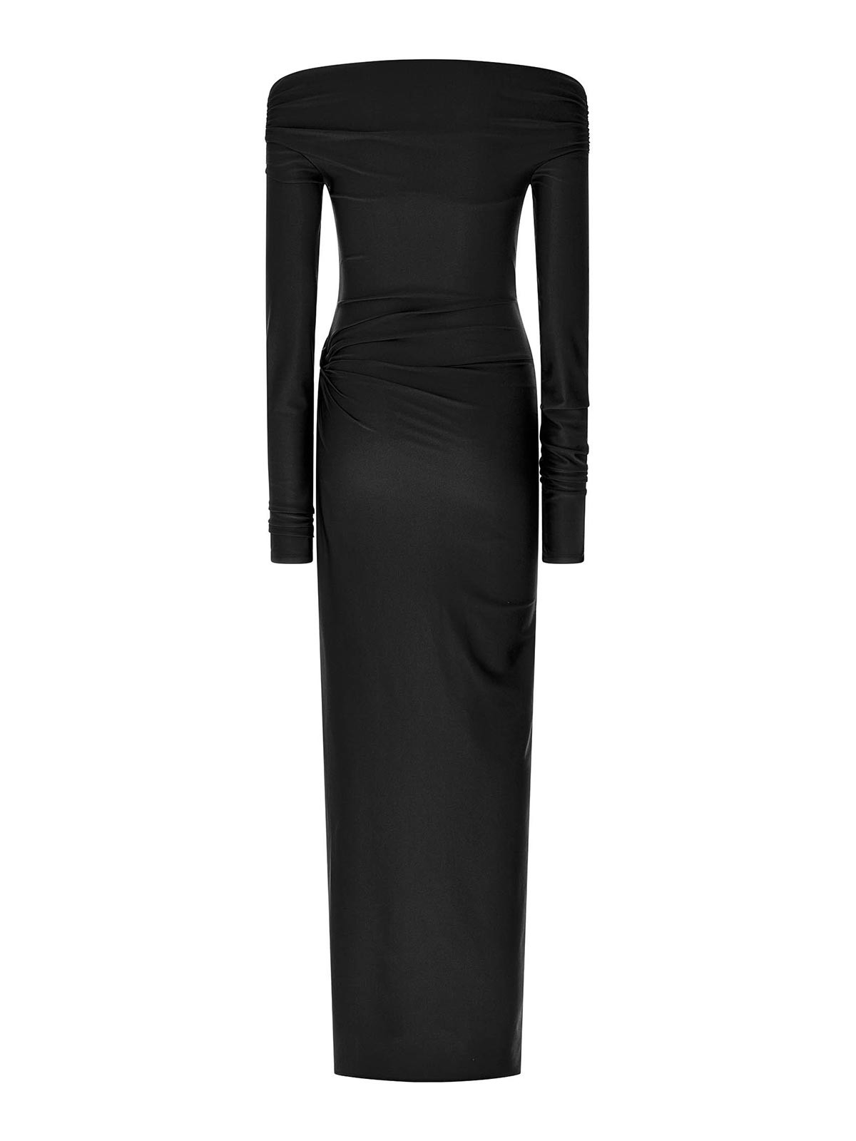 The Andamane Off-the-shoulder Long Sleeve Fitted Jumpsuit In Black