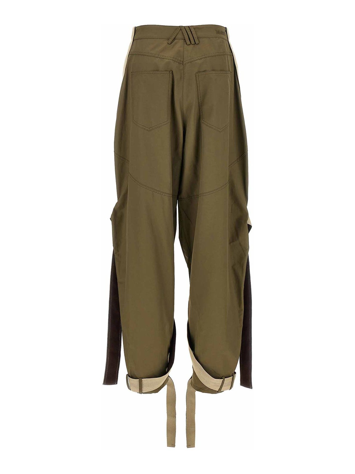 Attico Cargo Trousers With Strap And Pocket In Green