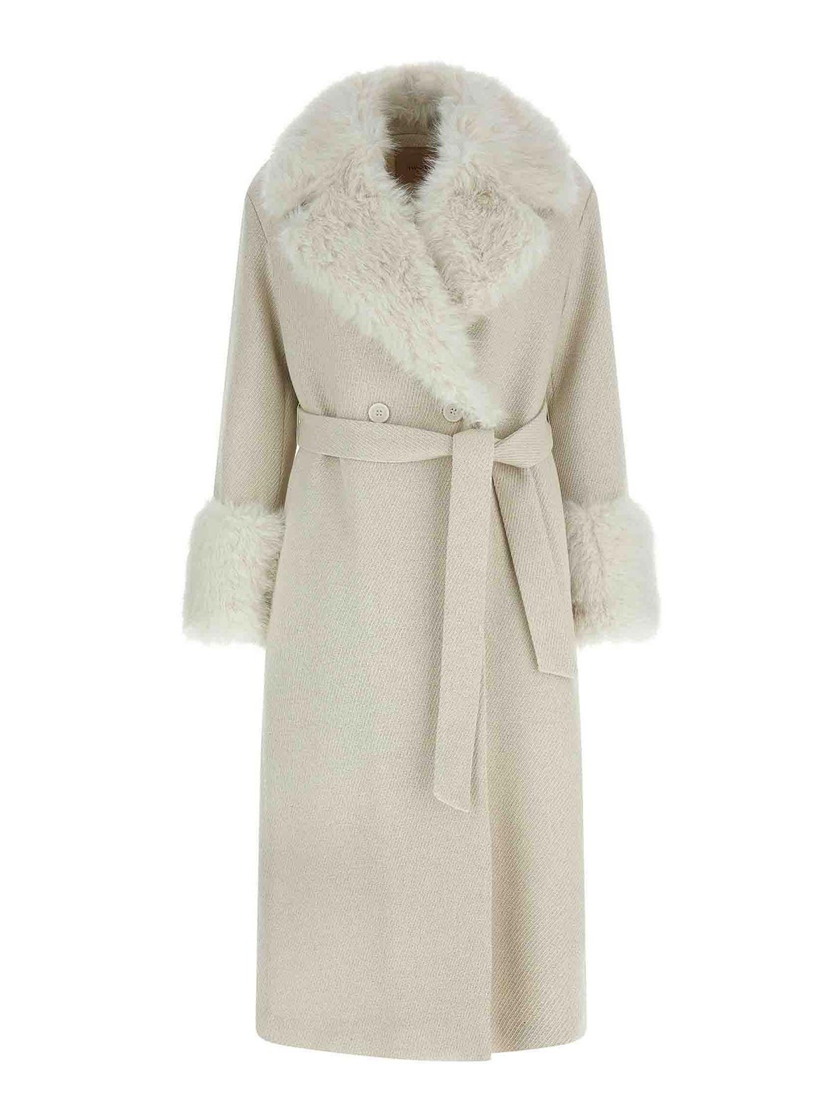 Twinset Lam Thread Coat In White