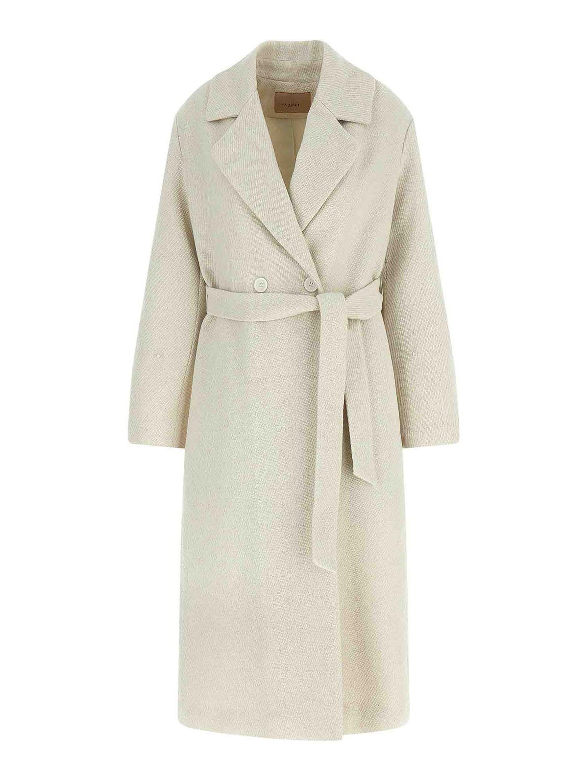 Twinset Lam Thread Coat In White