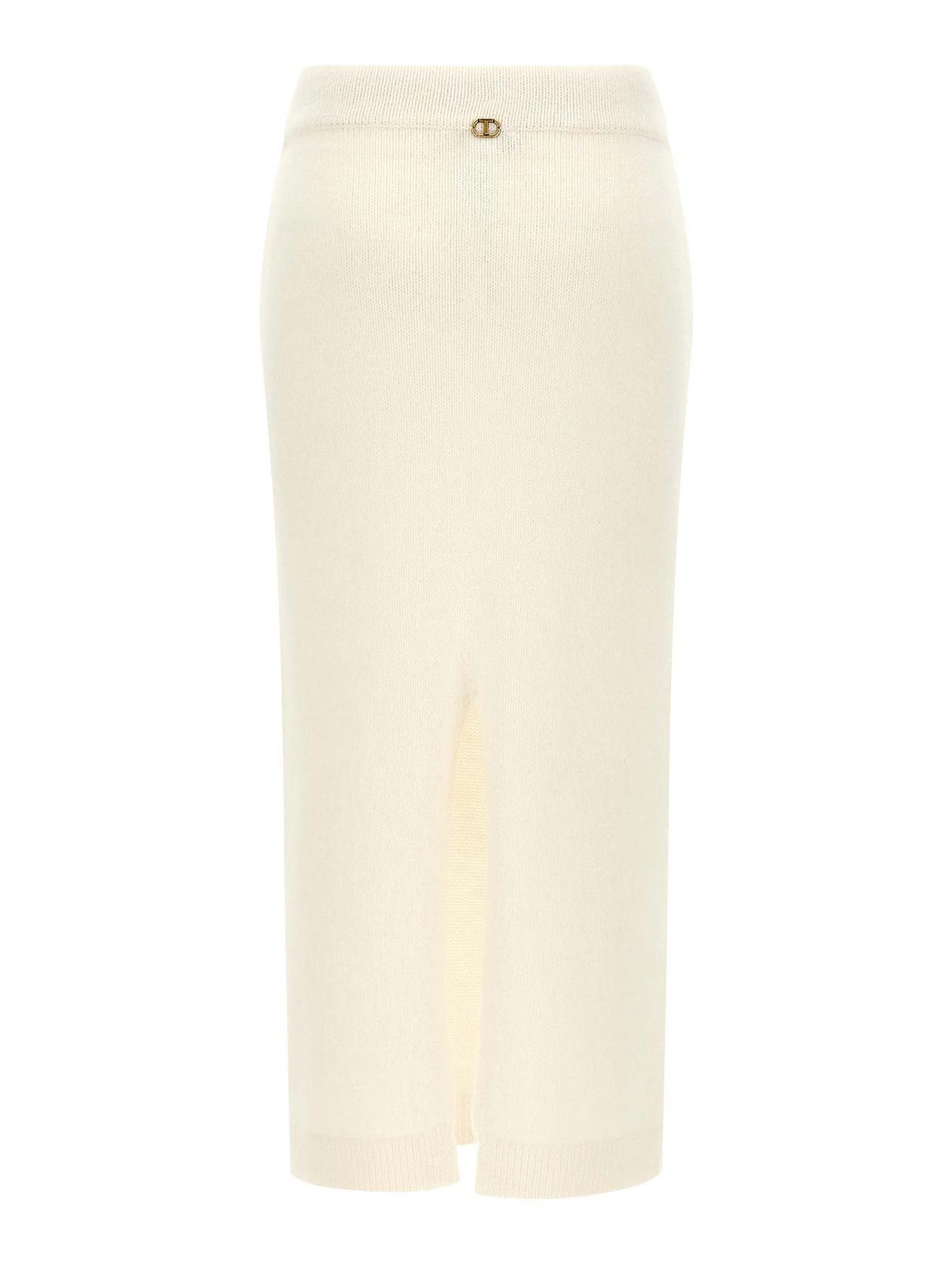 Twinset Ribbed Knit Skirt In White