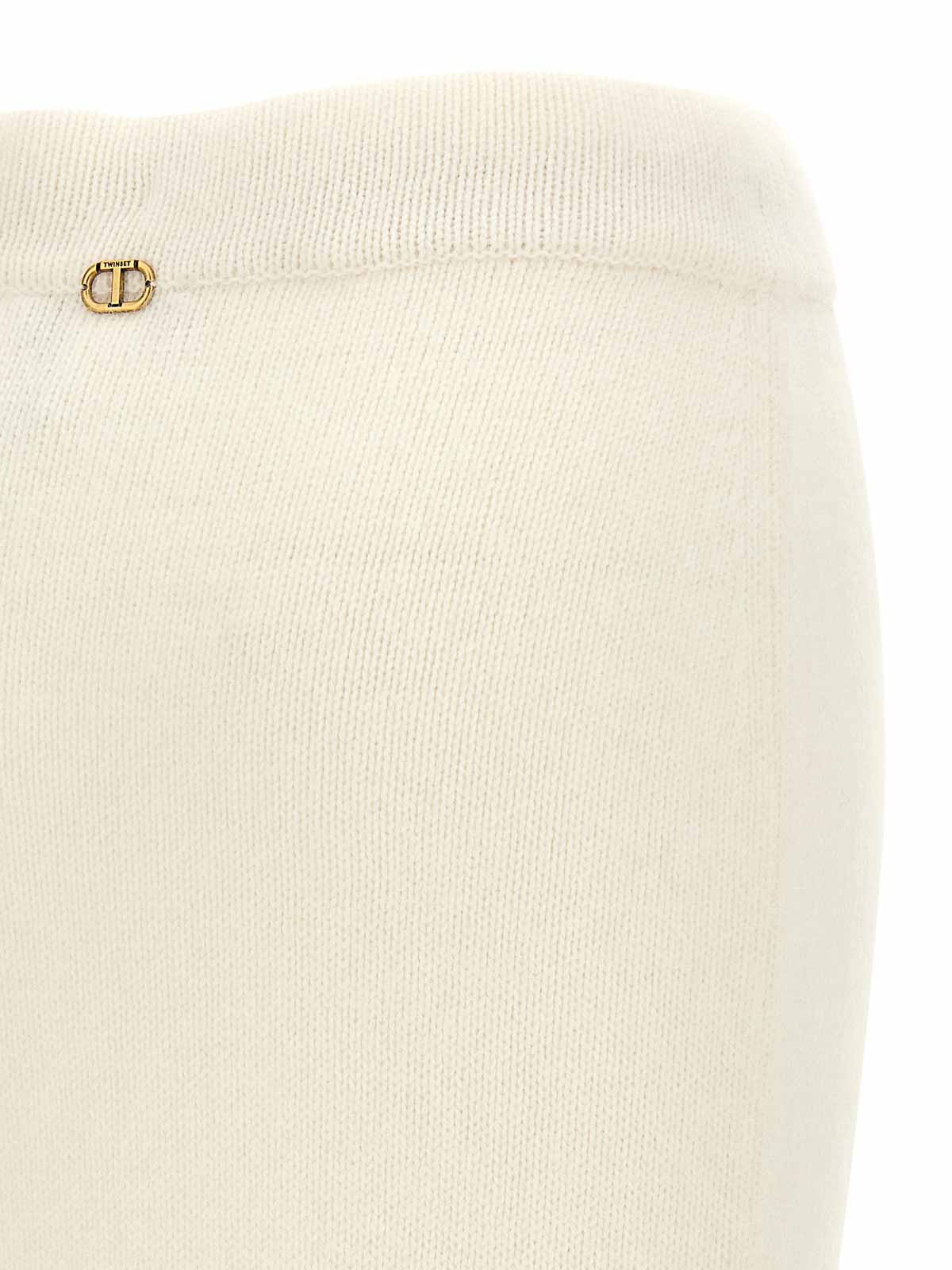 Twinset Ribbed Knit Skirt In White