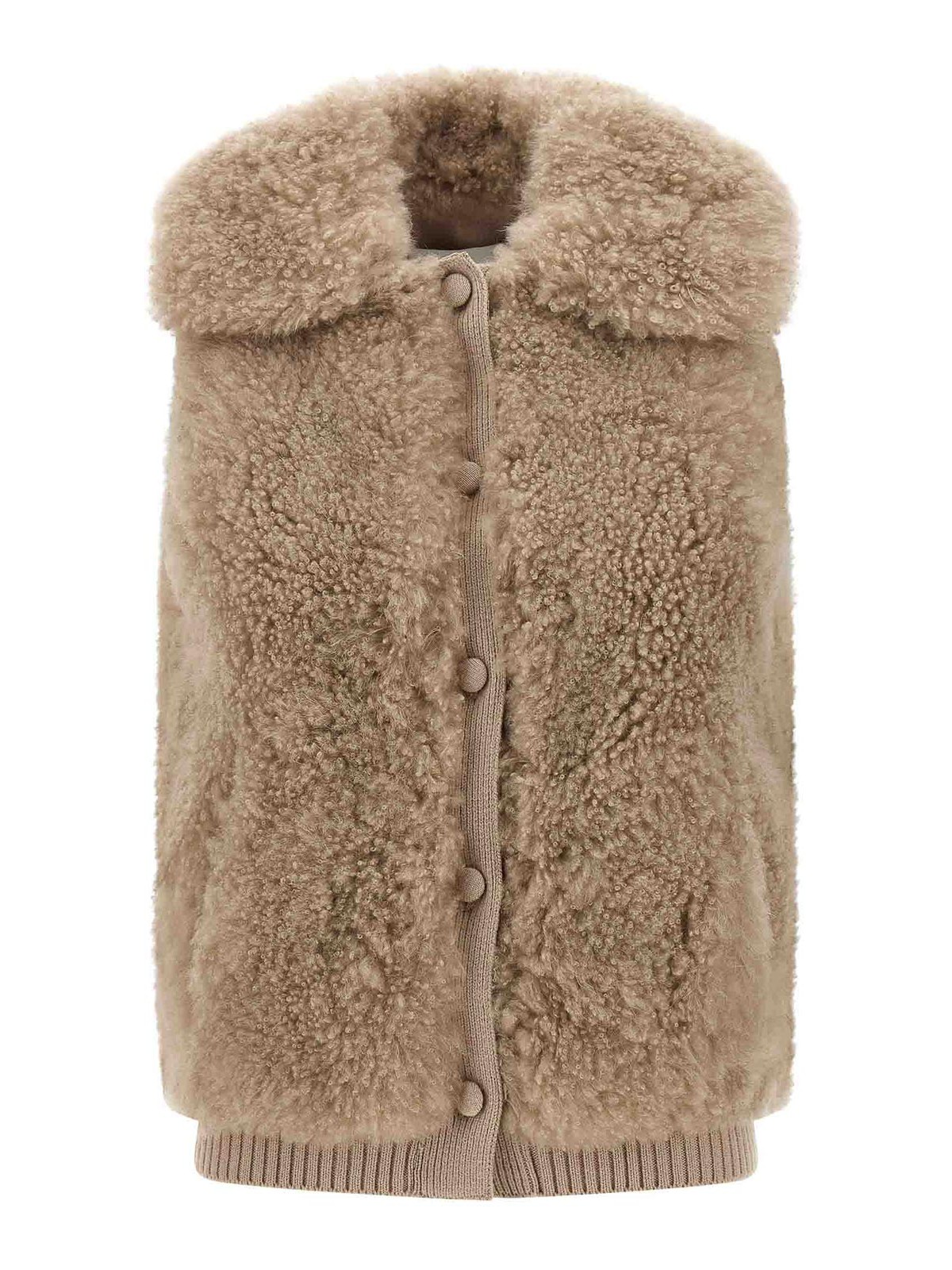 Yves Salomon Shearling Vest In Sand