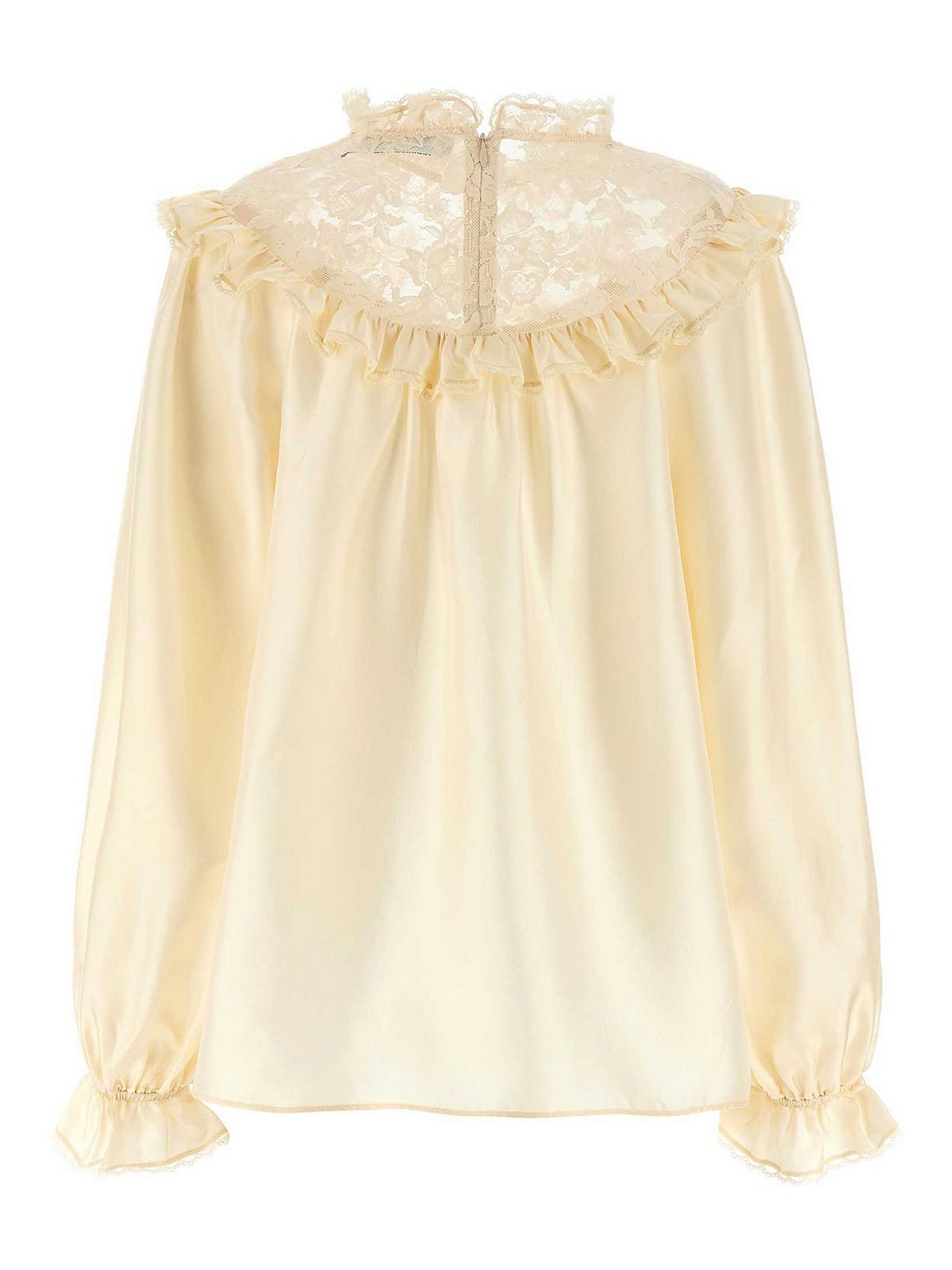Zimmermann Blouse With Ruffled Collar And Lace In Neutral
