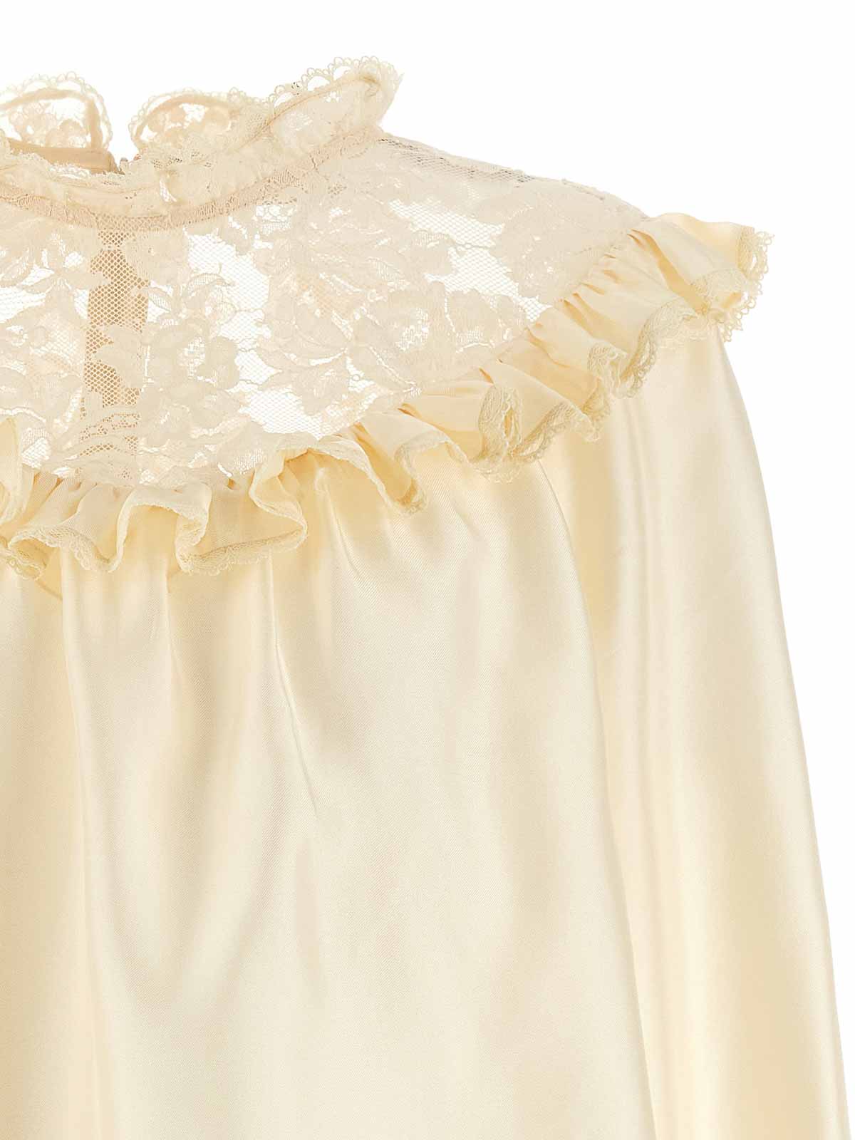 Zimmermann Blouse With Ruffled Collar And Lace In Neutral