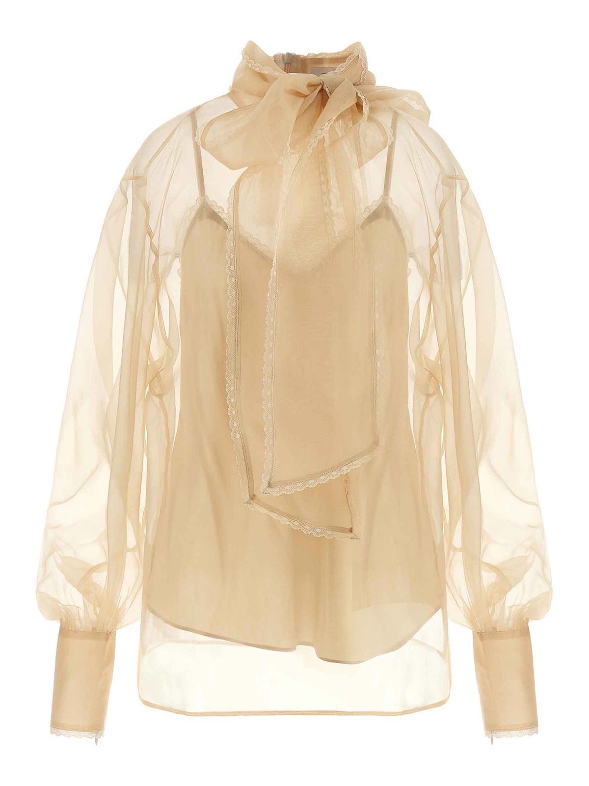 Zimmermann Memento Organza Blouse In Sand