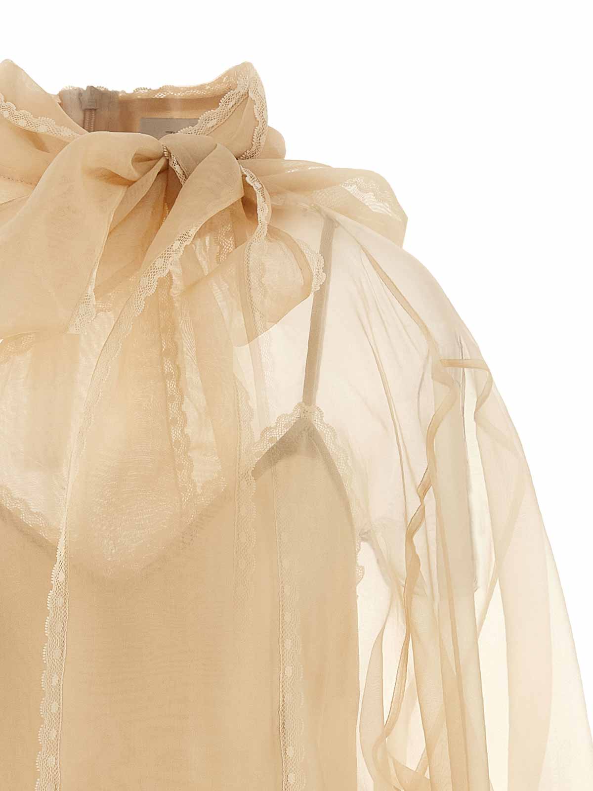 Zimmermann Memento Organza Shirt And Blouse Beige In Neutral
