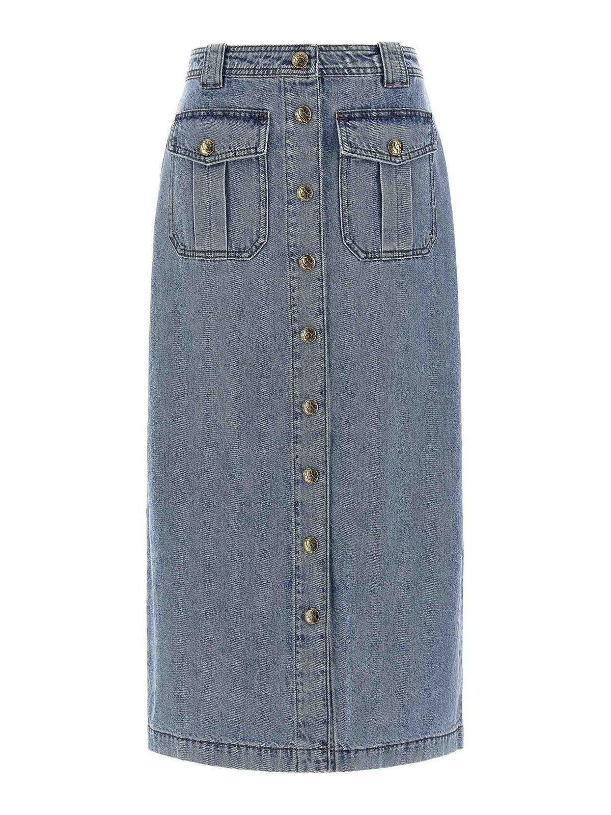 Zimmermann Denim Pencil Skirt In Blue