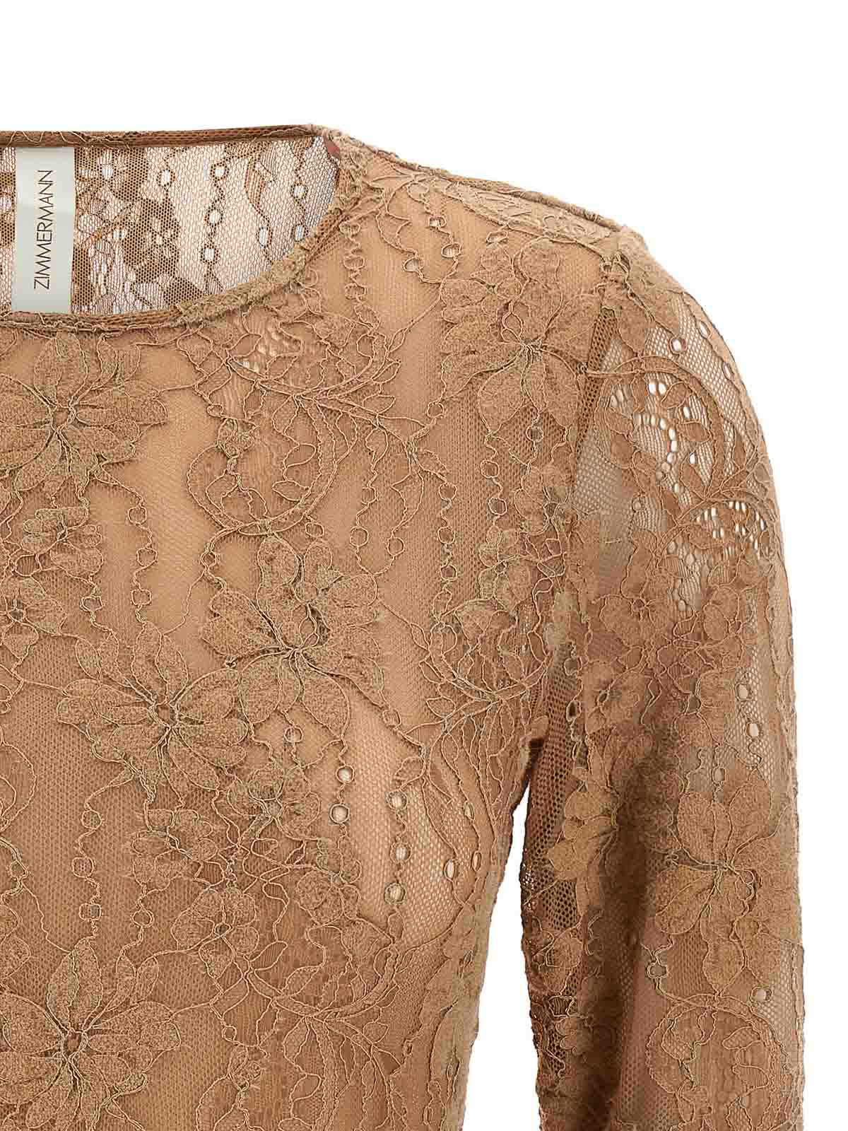 Zimmermann Lace Bodysuit Tops Beige In Brown