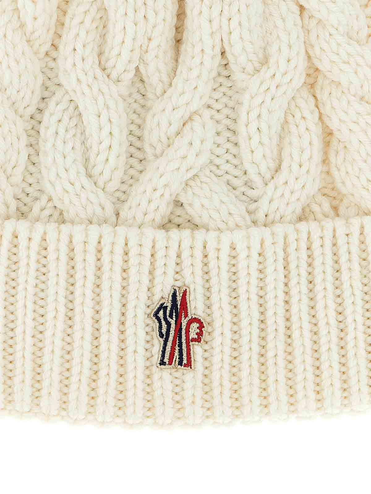 Moncler Braided Wool Beanie In White