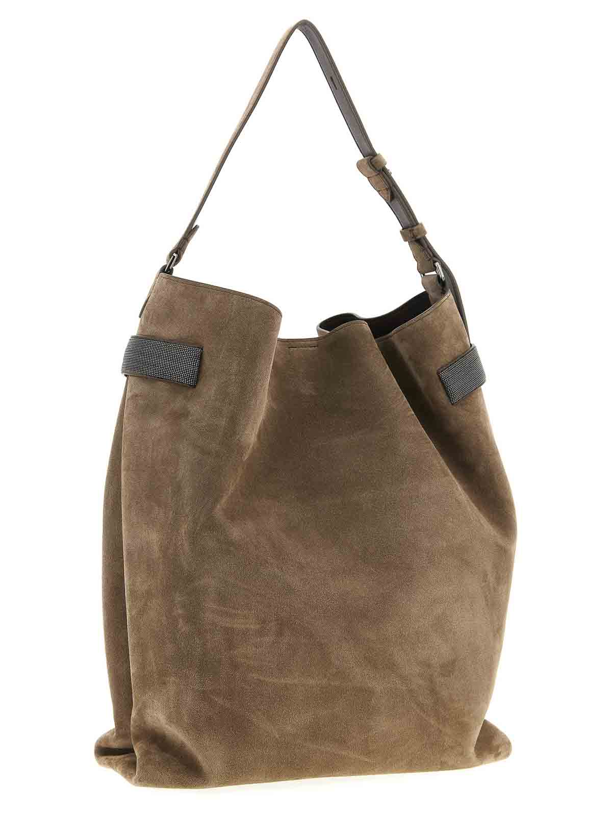 Brunello Cucinelli Essence Shoulder Bag In Brown