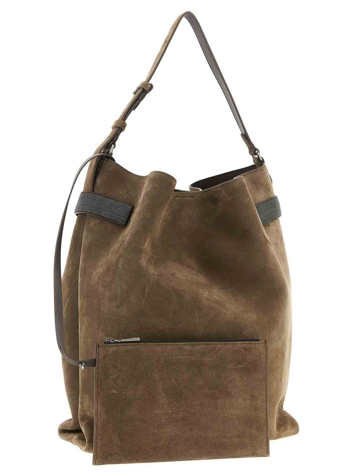 Brunello Cucinelli Essence Shoulder Bag In Brown