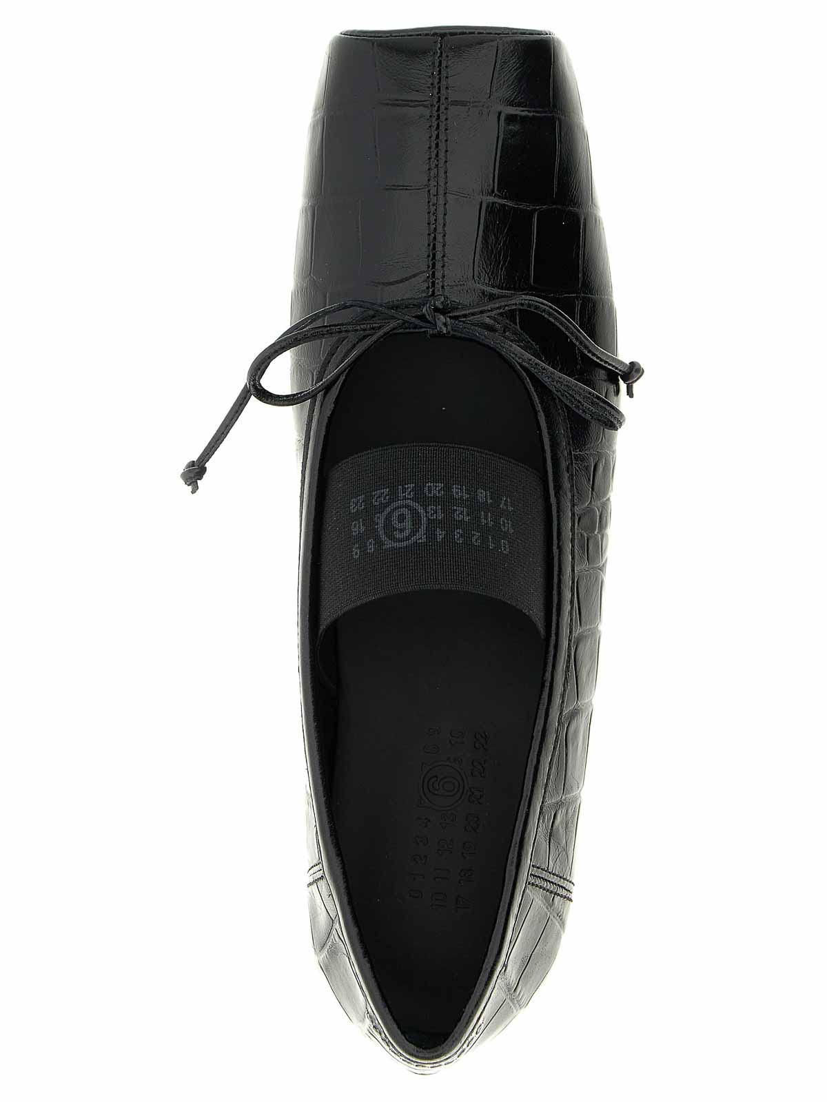 Mm6 Maison Margiela Ballerina Shoes With Bow And Crocodile Effect In Black