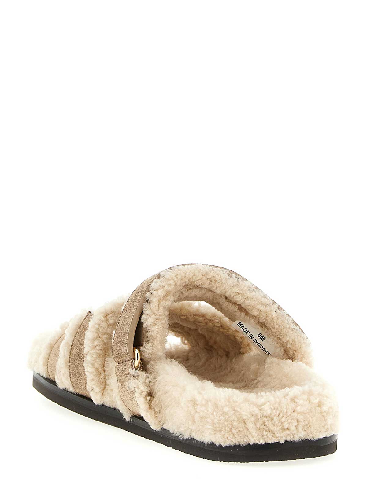 Tory Burch Ines Shearling Sport Slide Sandals In Gold