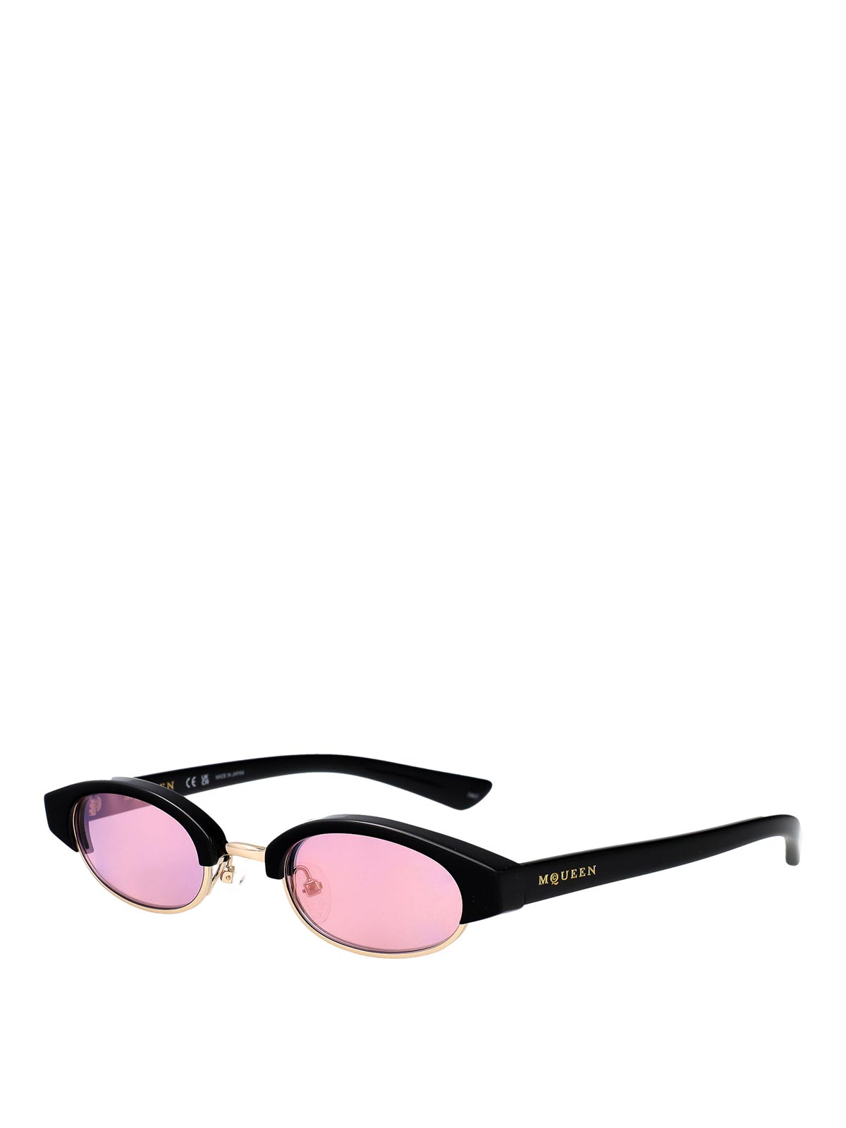 Alexander Mcqueen Black-black-pink Recycled Acetate Sunglasses In Black