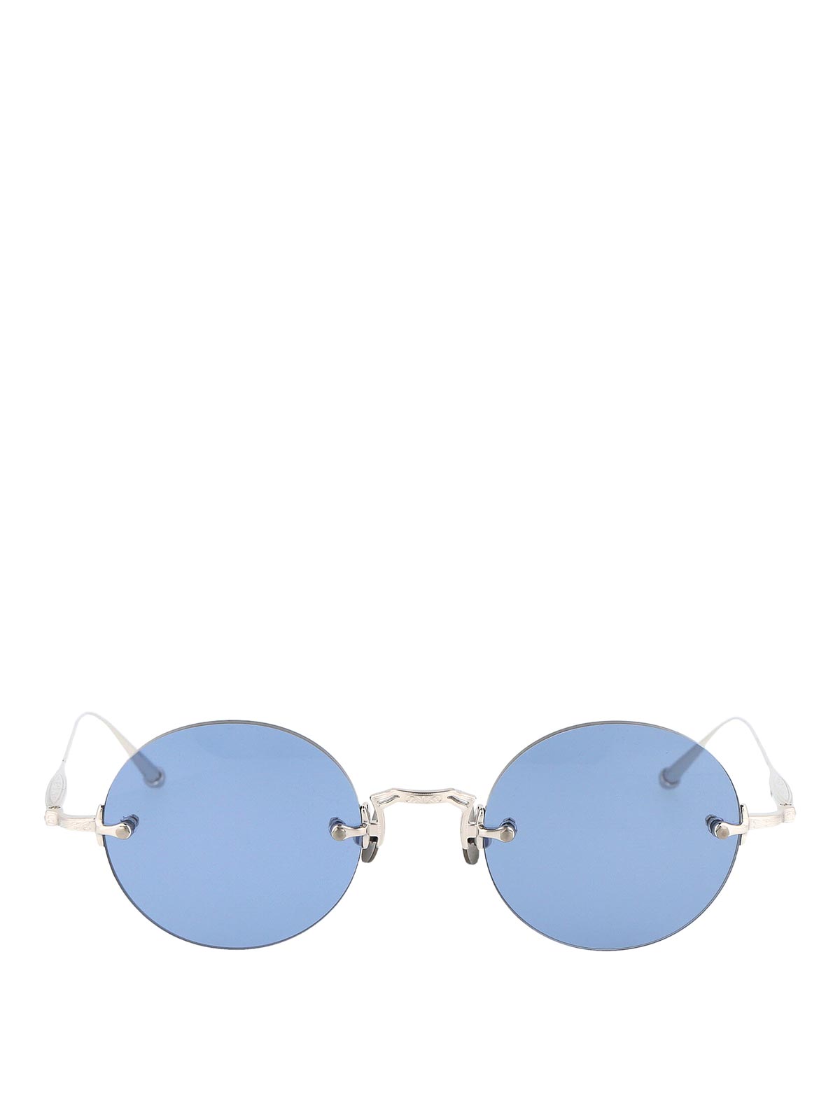 Matsuda Palladium White Cobalt Blue Titanium Sunglasses In Metallic