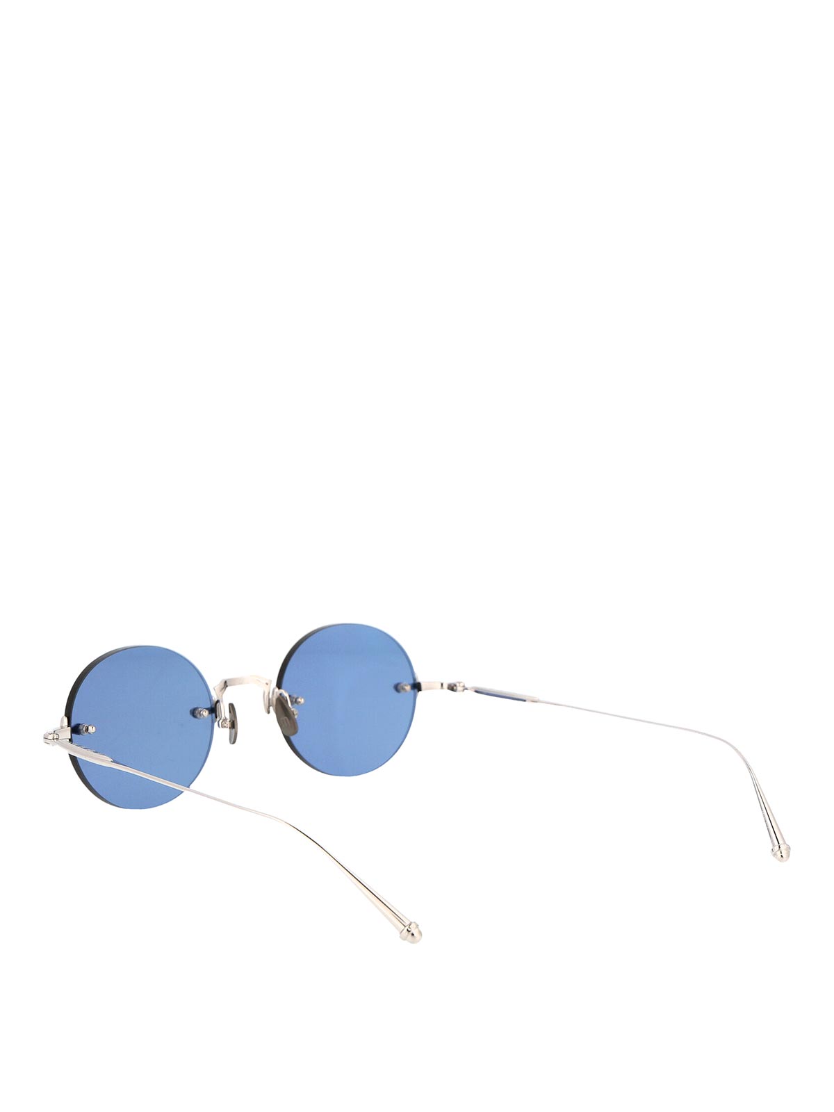 Matsuda Palladium White Cobalt Blue Titanium Sunglasses In Metallic