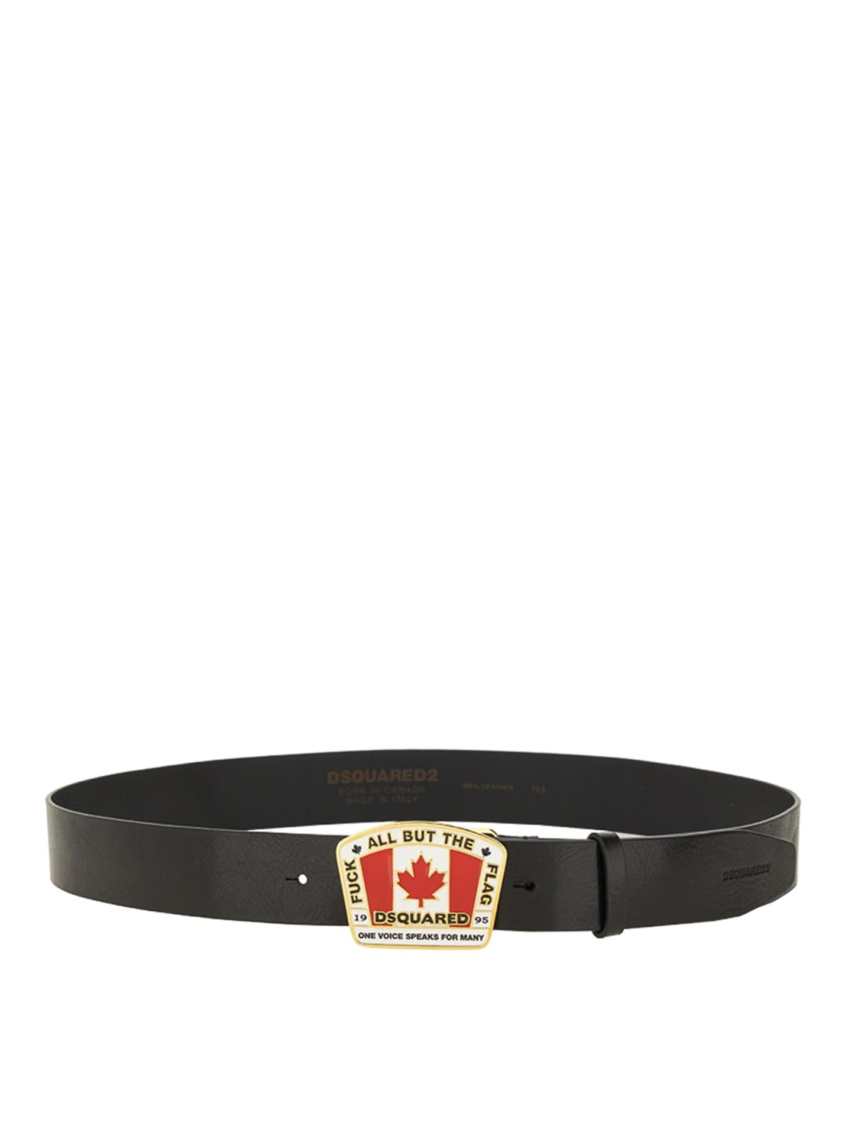 Dsquared2 Canadian Flag License Plate Belt In Black