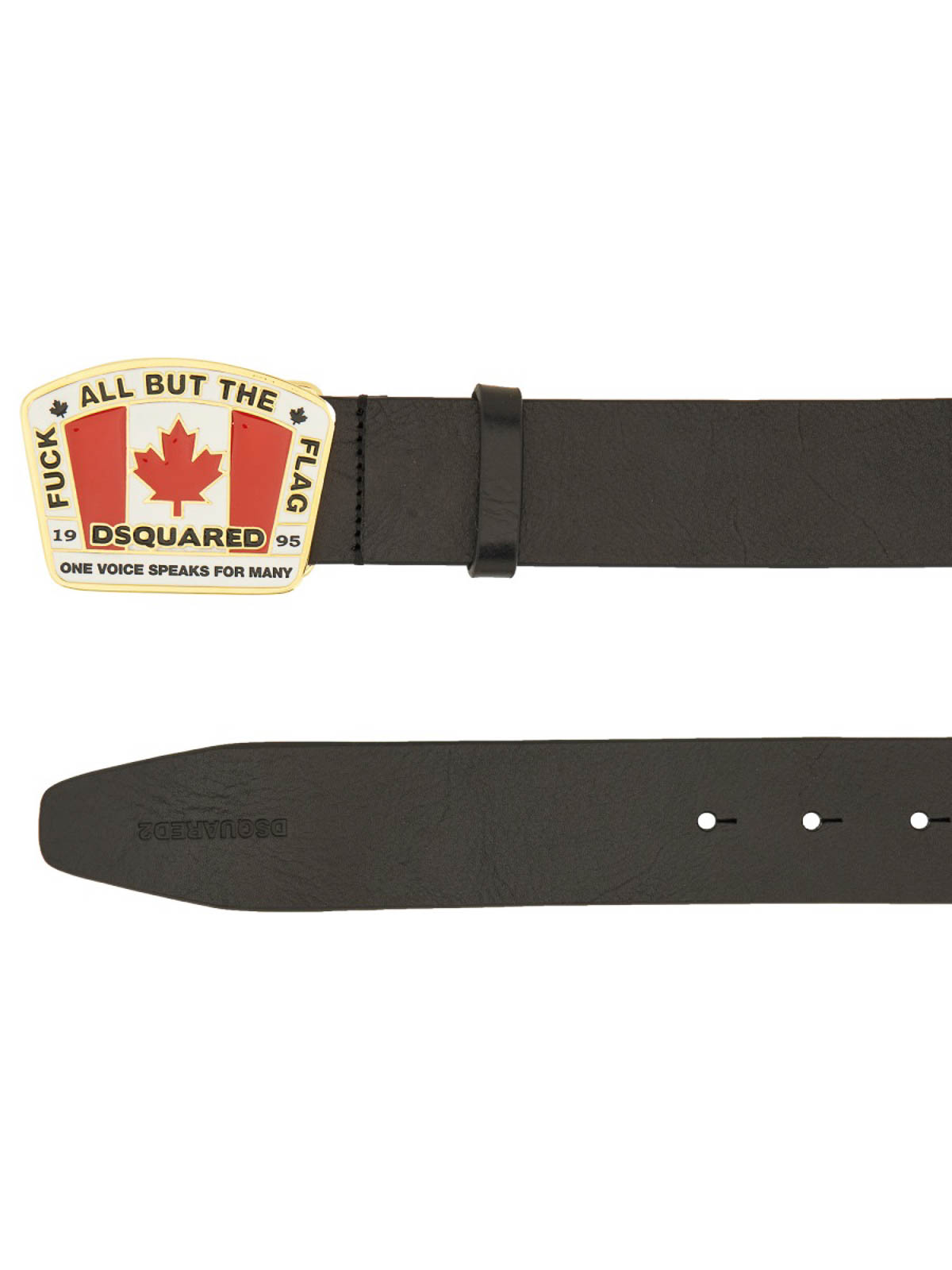 Dsquared2 Canadian Flag License Plate Belt In Black