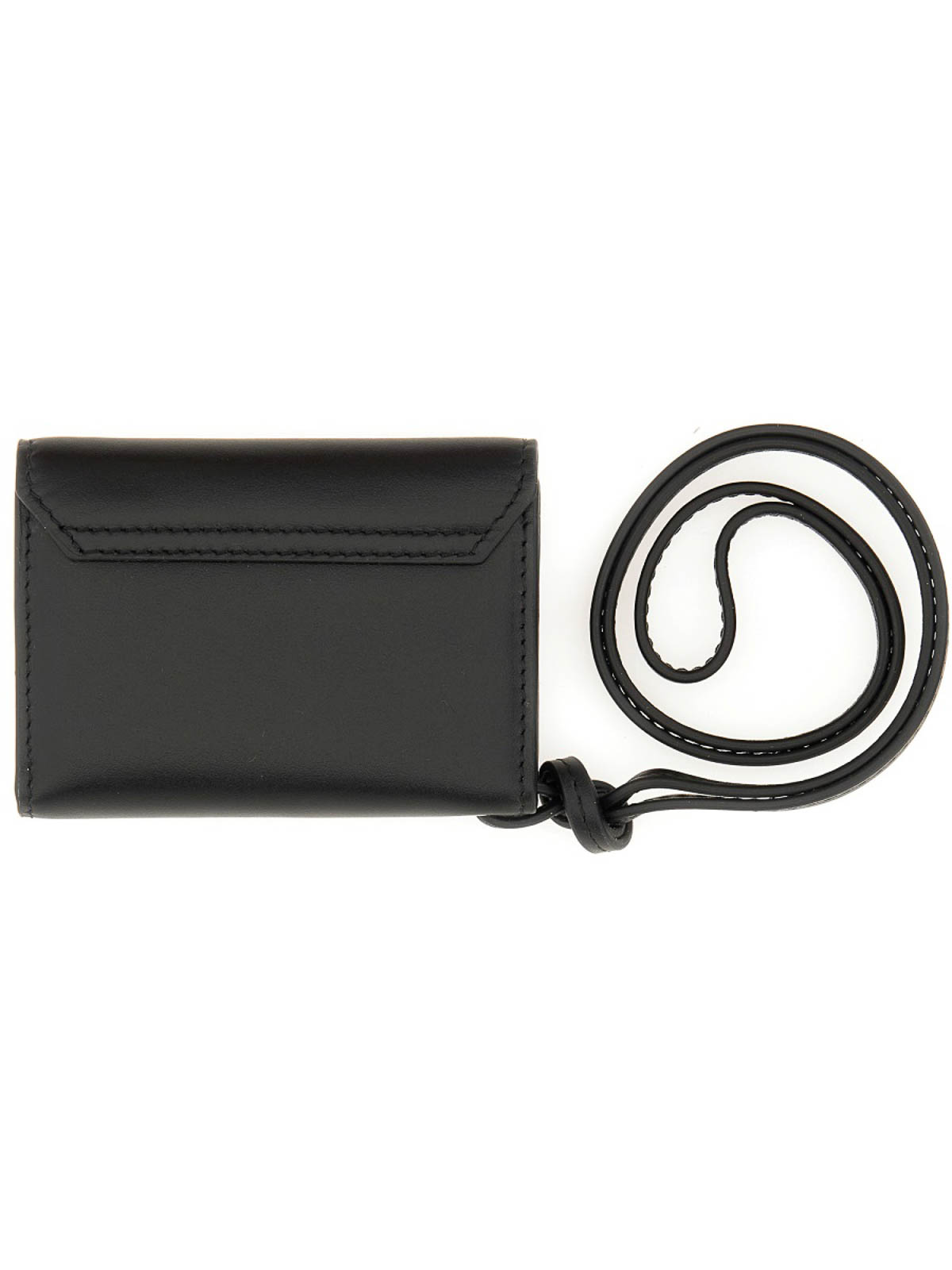 Jacquemus Rectangular Black Leather Card Wallet With Logo Detailing In Black