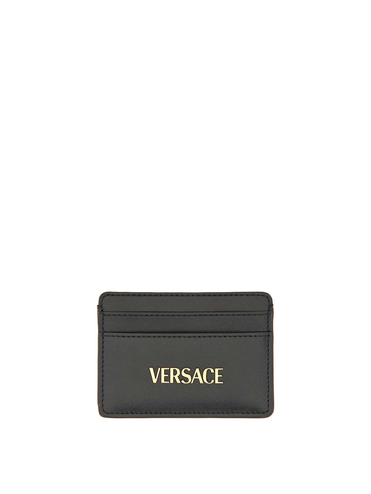 Versace Leather Card Holder In Black