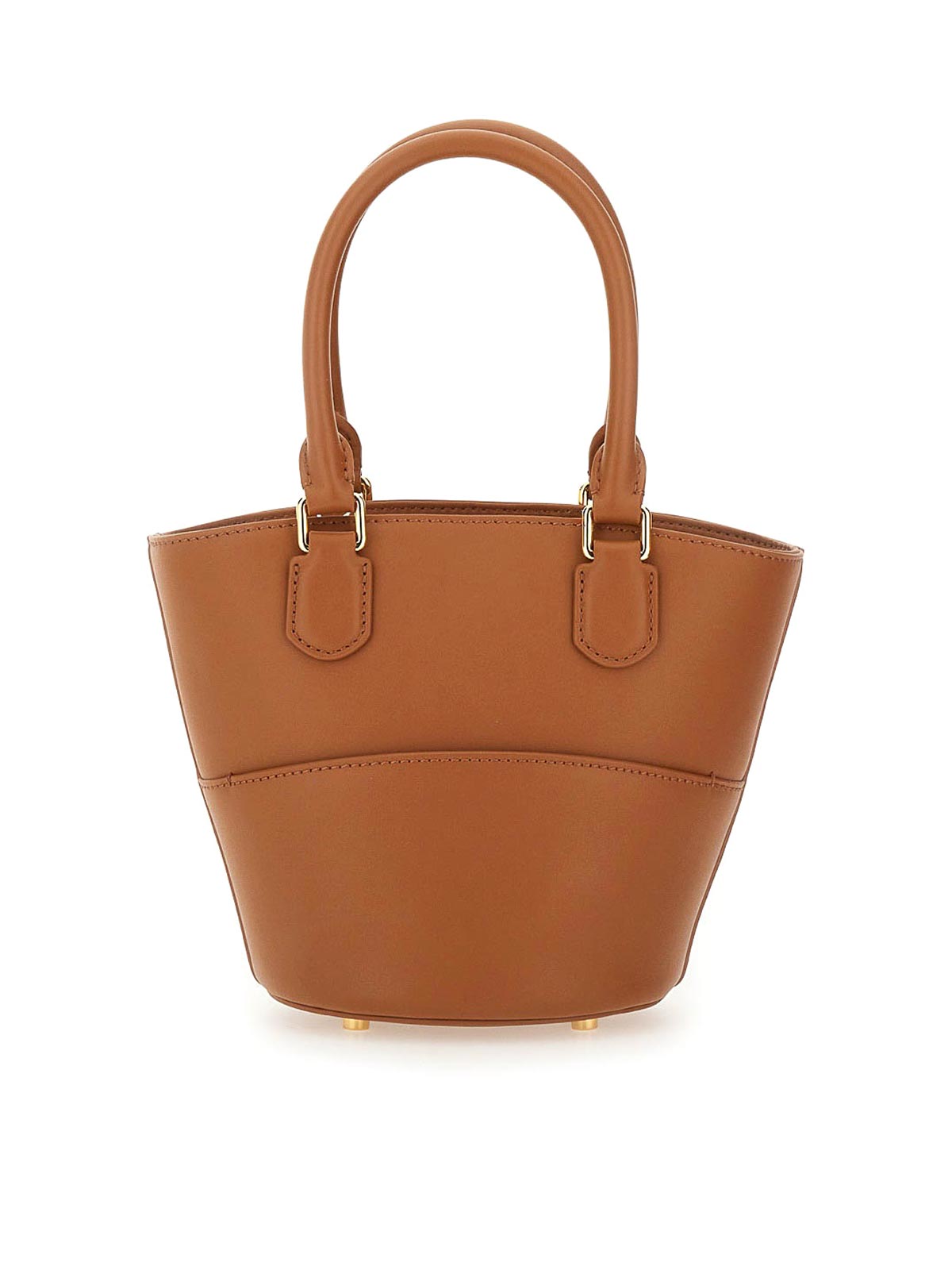 Self-portrait Leather Tote Bag With Charm In Brown