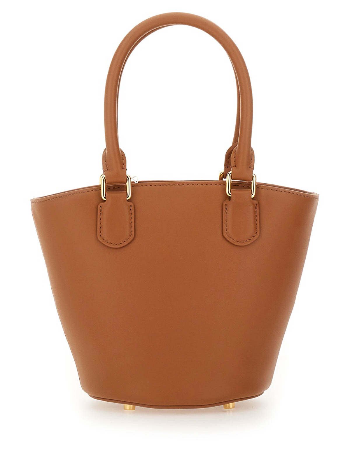 Self-portrait Leather Tote Bag With Charm In Brown