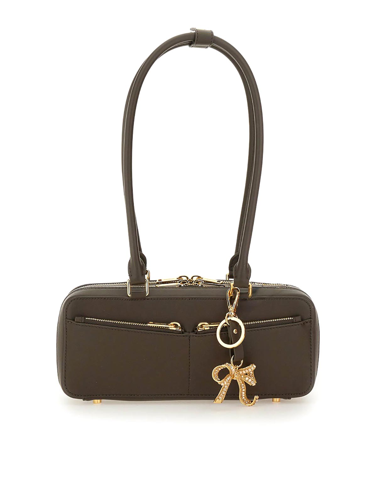 Self-portrait Shoulder Bag With Charm In Brown