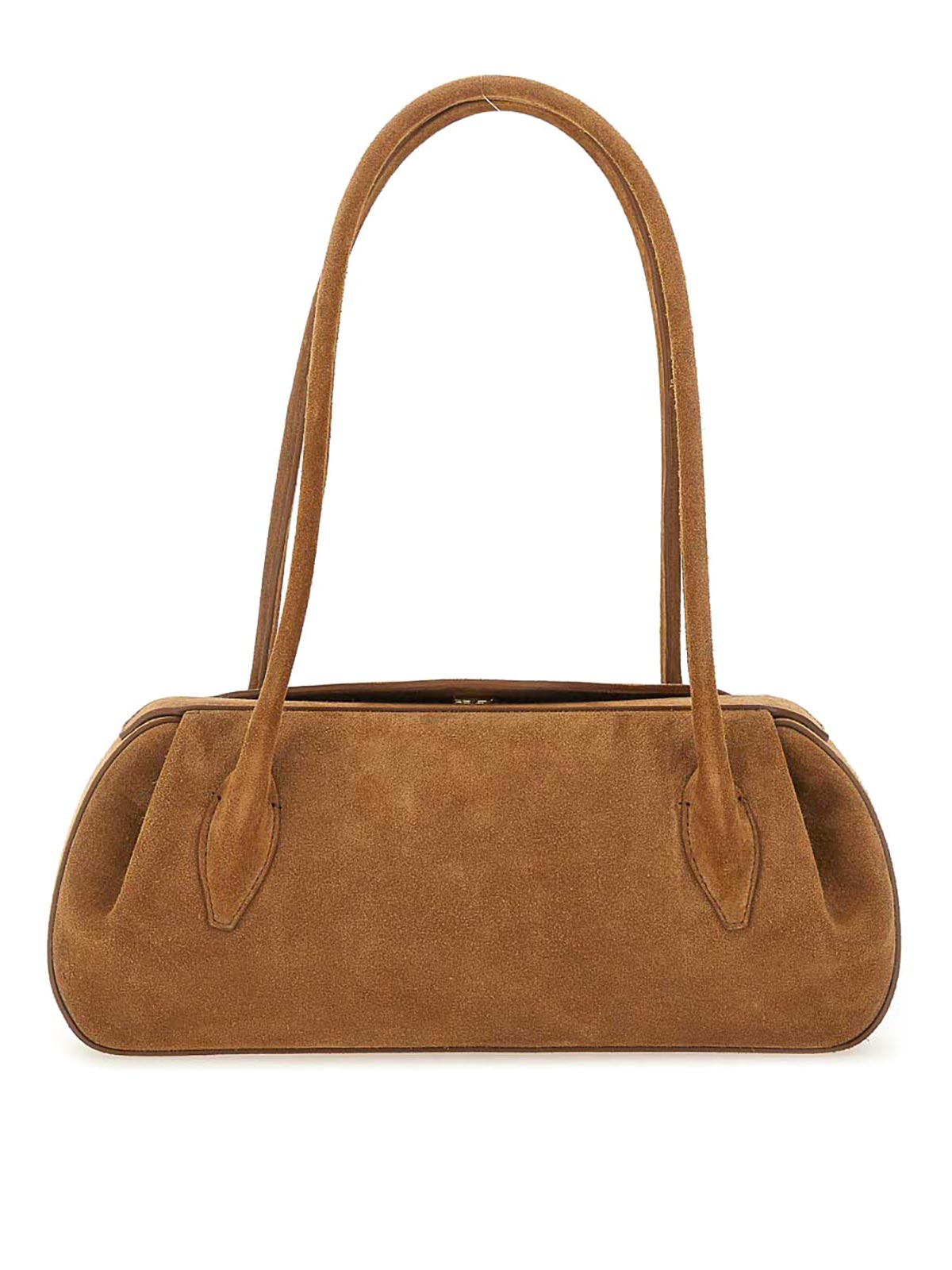 Yuzefi Long Handle Rectangular Shape Suede Finish Shoulder Bag In Brown