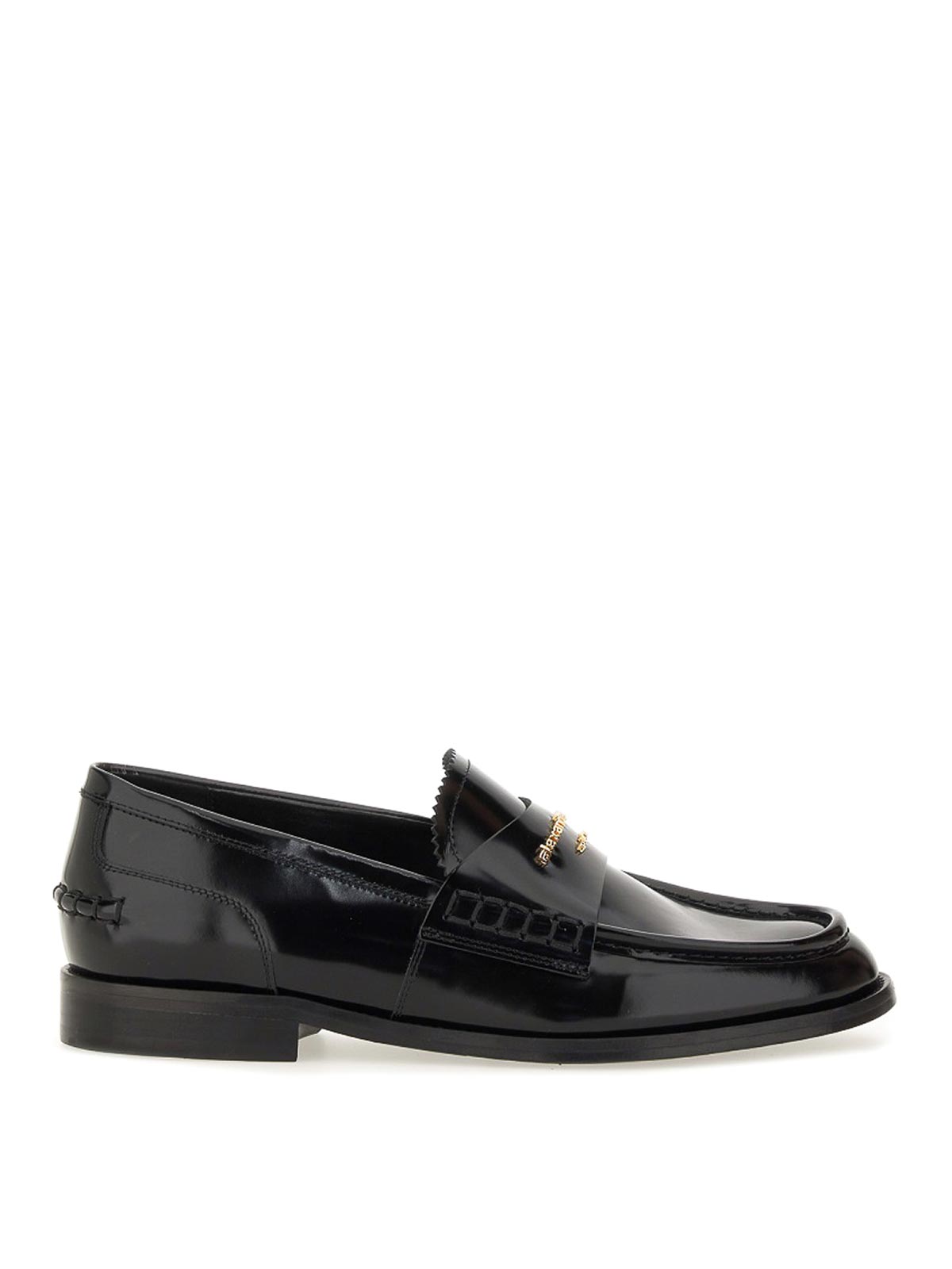 Alexander Wang Glossy Black Loafers With Decorative Strap And Elegant Silhouette In Black