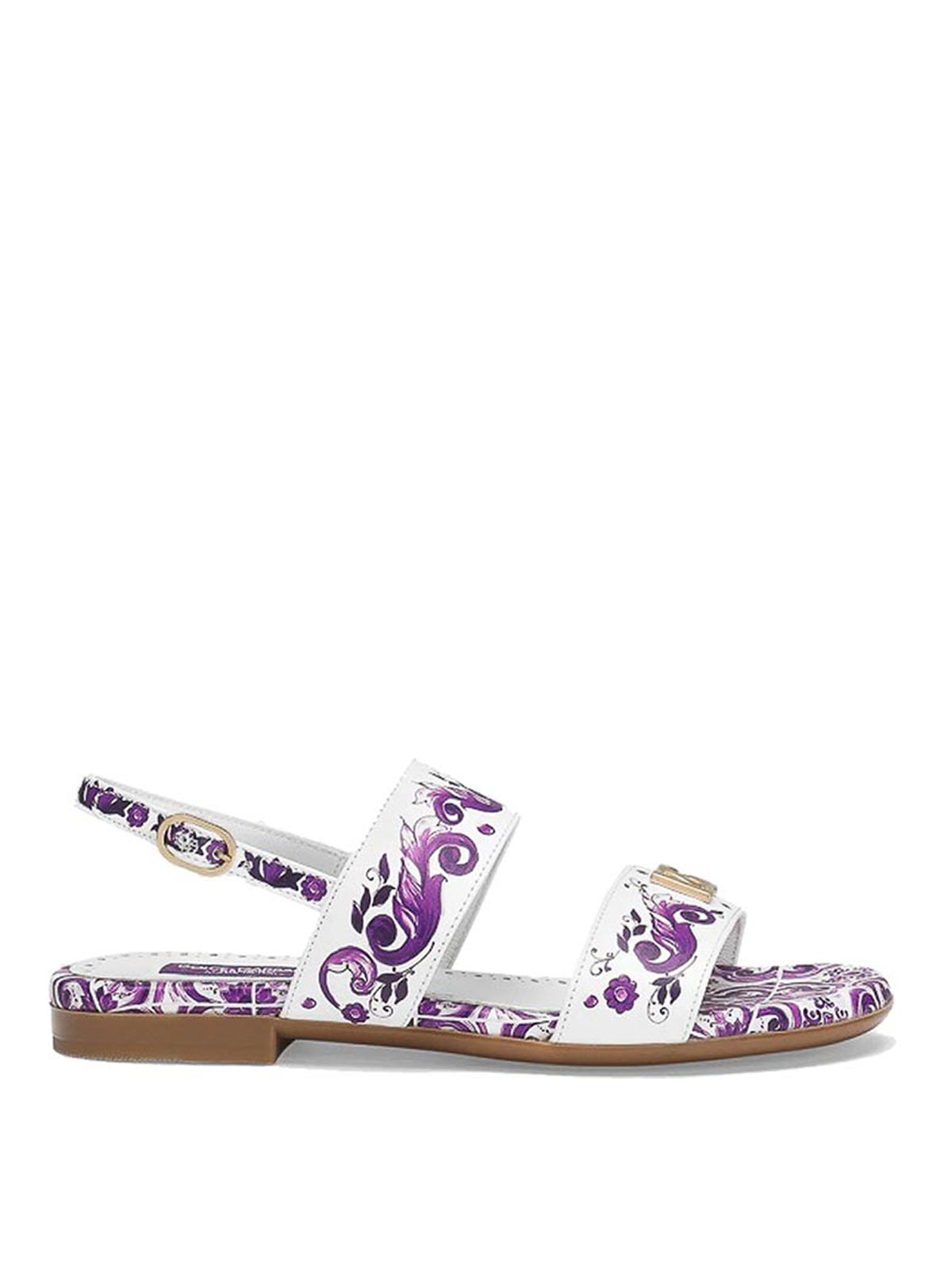 Dolce & Gabbana Logo-plaque Sandals In Multi