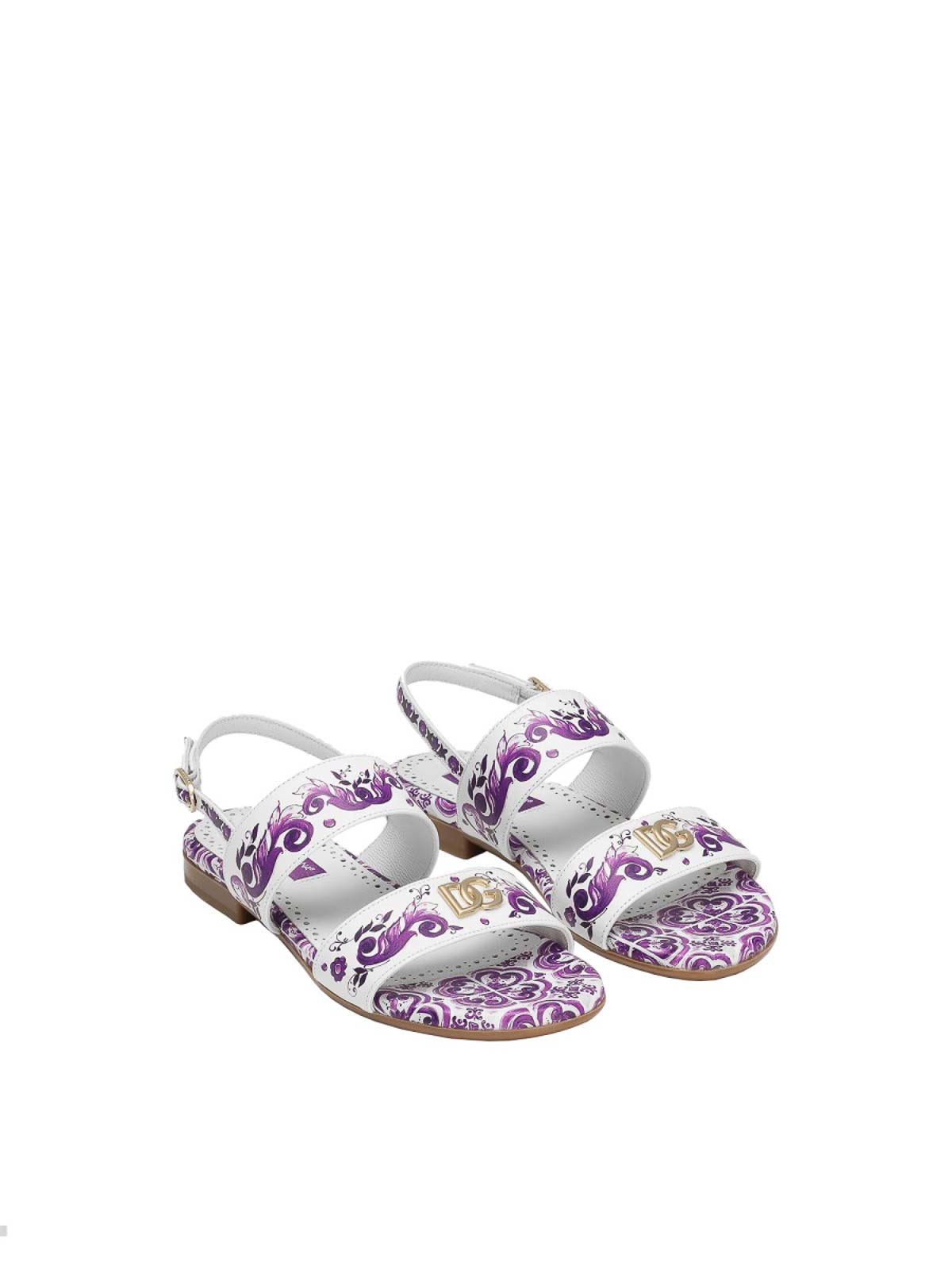 Dolce & Gabbana Logo-plaque Sandals In Multi