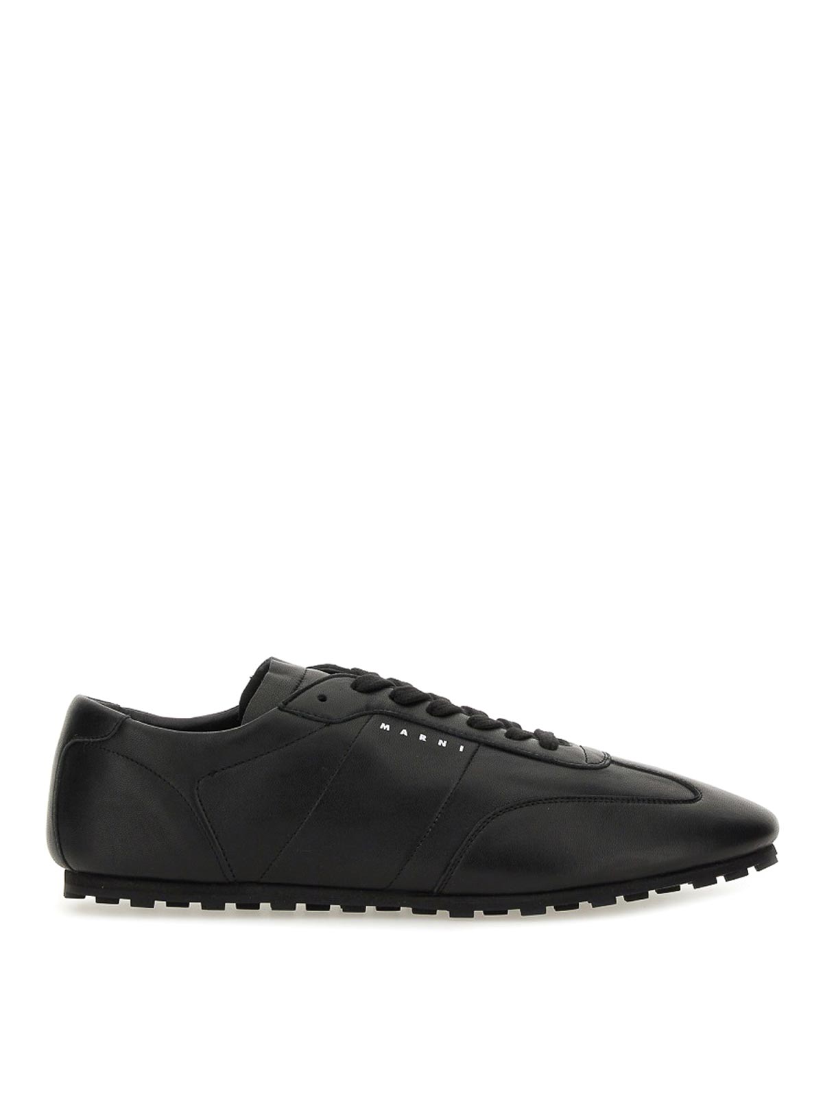 Marni Leather Lace-up Sneakers In Black