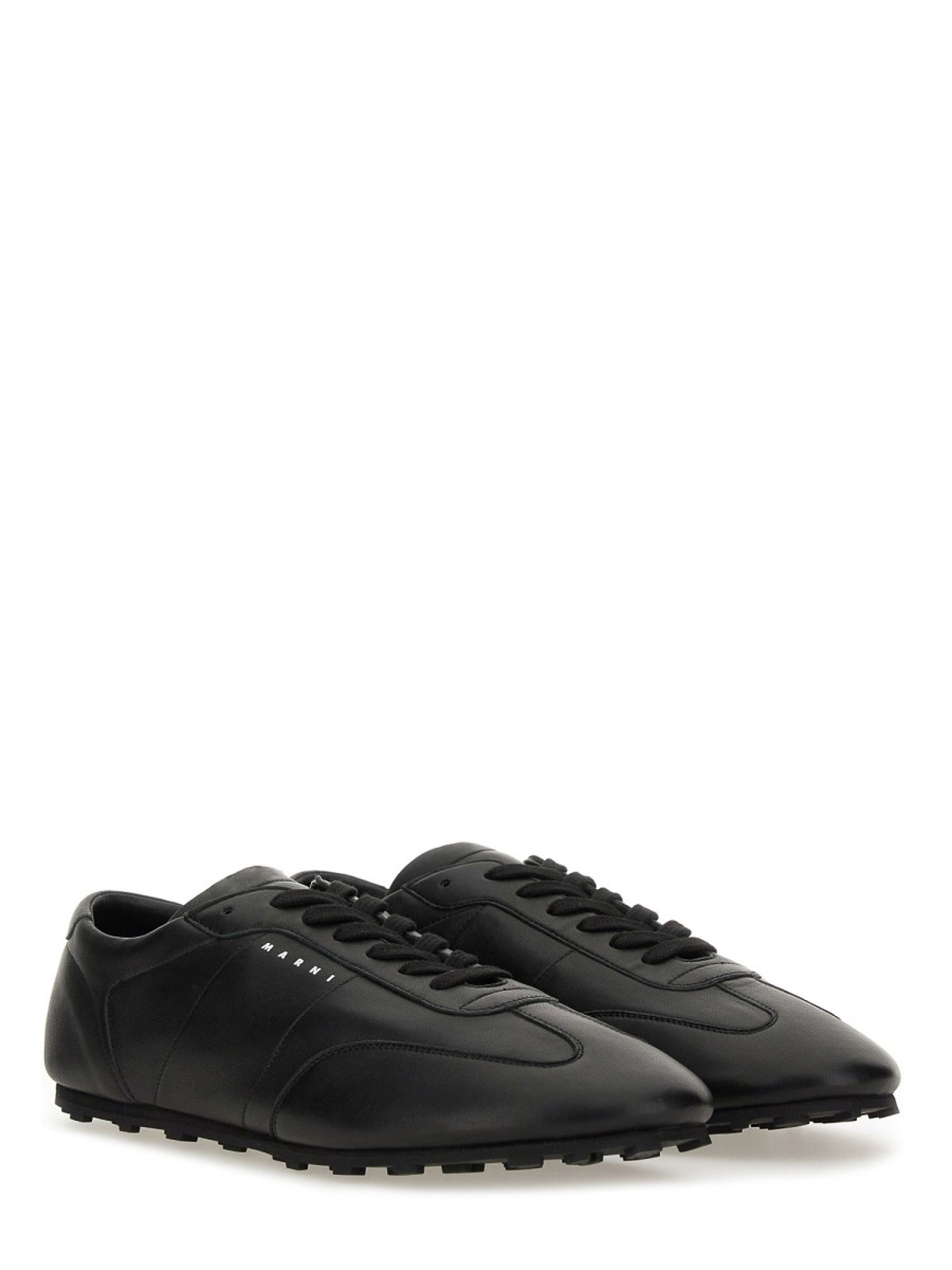 Marni Leather Lace-up Sneakers In Black