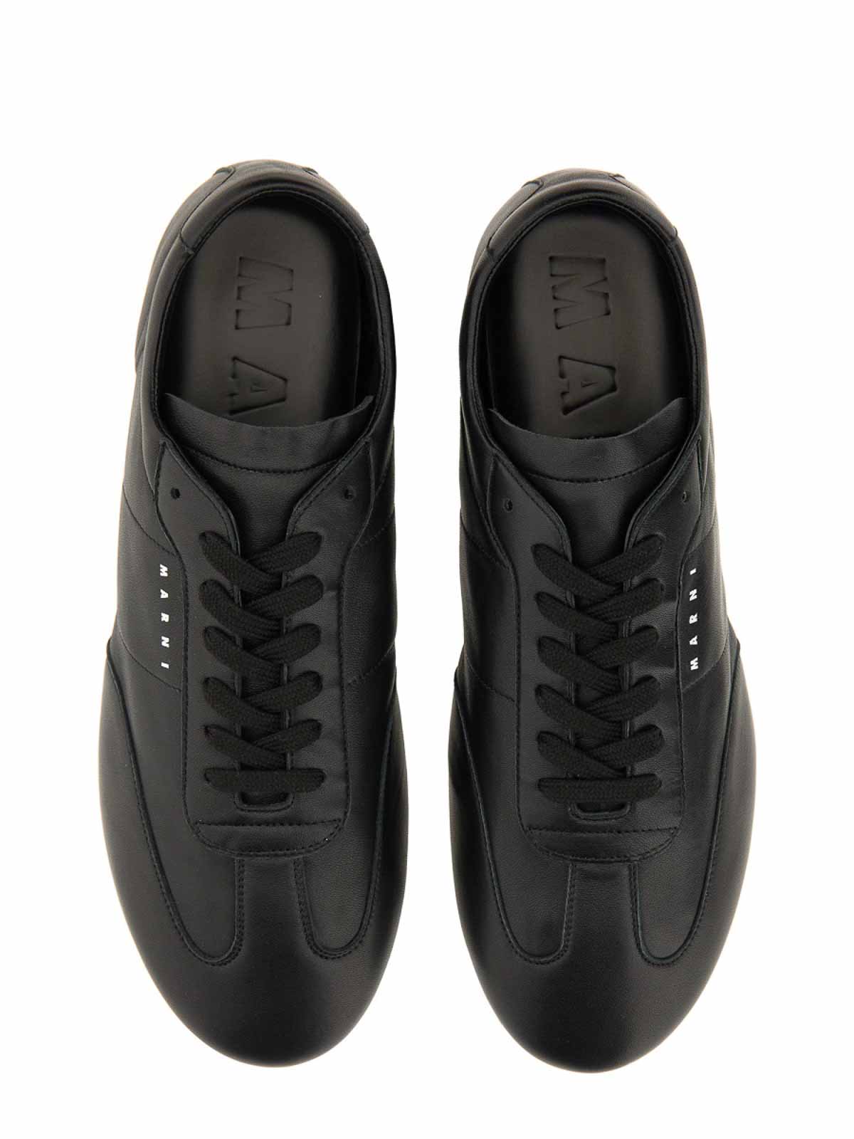 Marni Leather Lace-up Sneakers In Black
