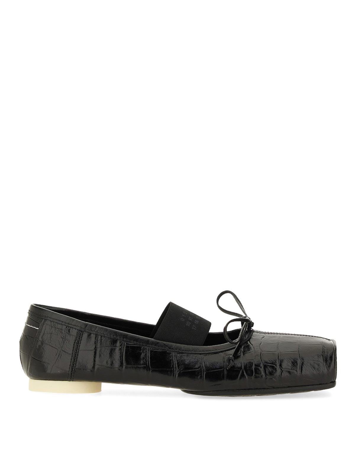 Mm6 Maison Margiela Crocodile-effect Leather Ballerina In Black