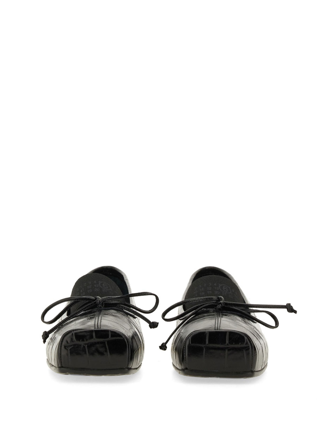 Mm6 Maison Margiela Ballerina Shoes With Bow And Crocodile Effect In Black
