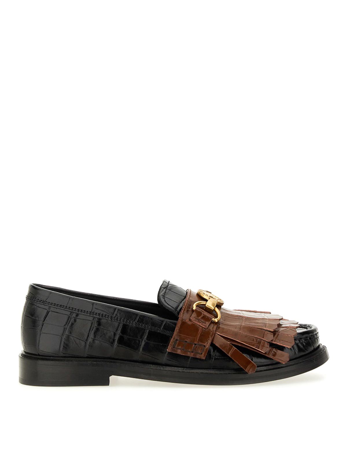 Moschino Moccasin With Bangs And Coin In Black