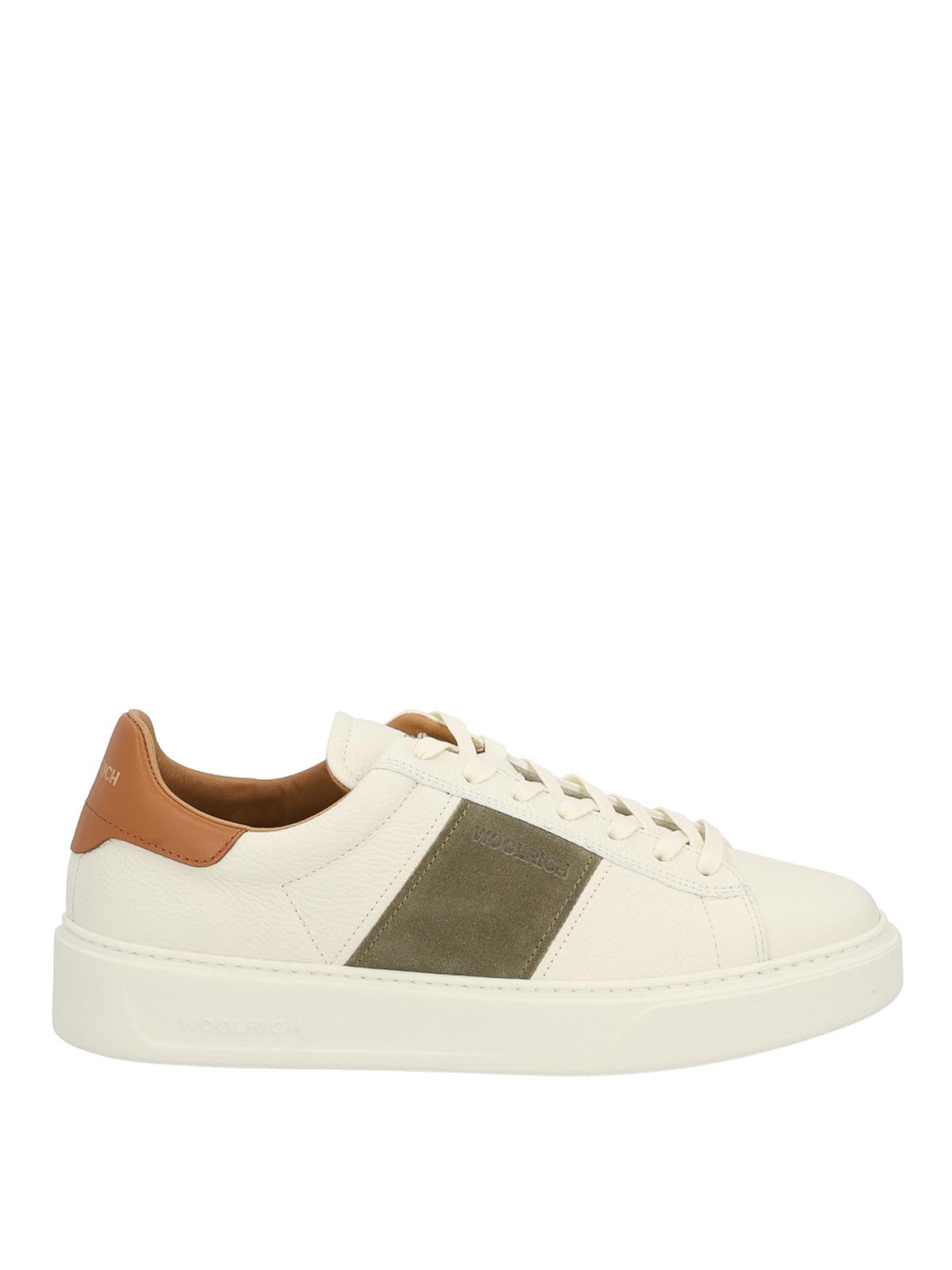 Woolrich Low-top Sneakers With Olive Suede Accents And Tan Leather Detailing In Multi