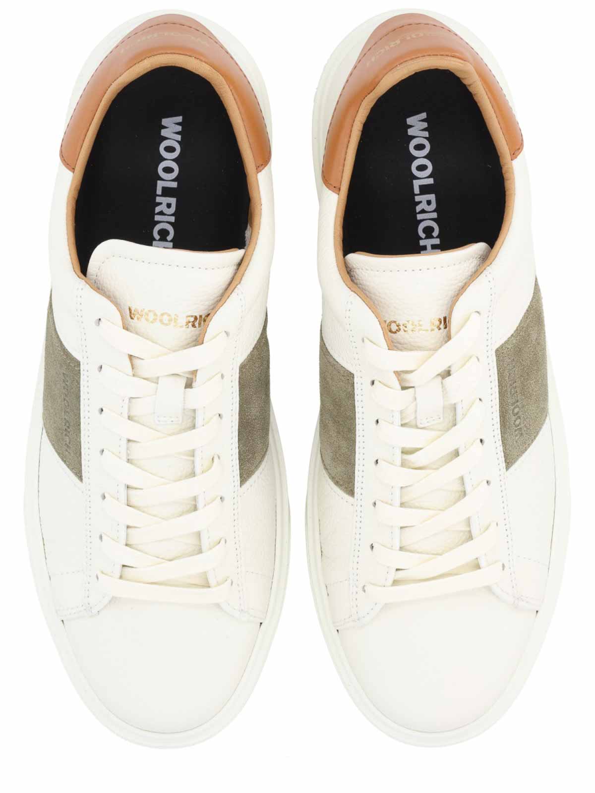 Woolrich Low-top Sneakers With Olive Suede Accents And Tan Leather Detailing In Multi